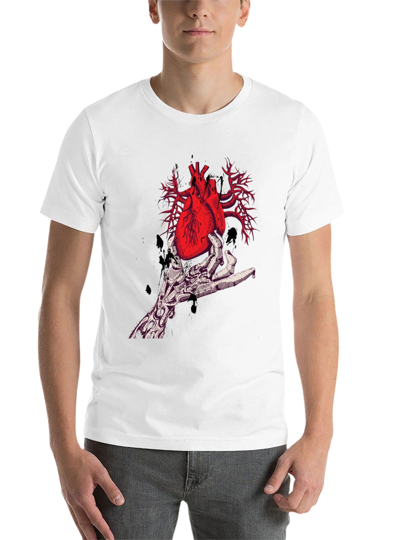Black Anatomical Heart Graphic Tee - Unique Design view 14