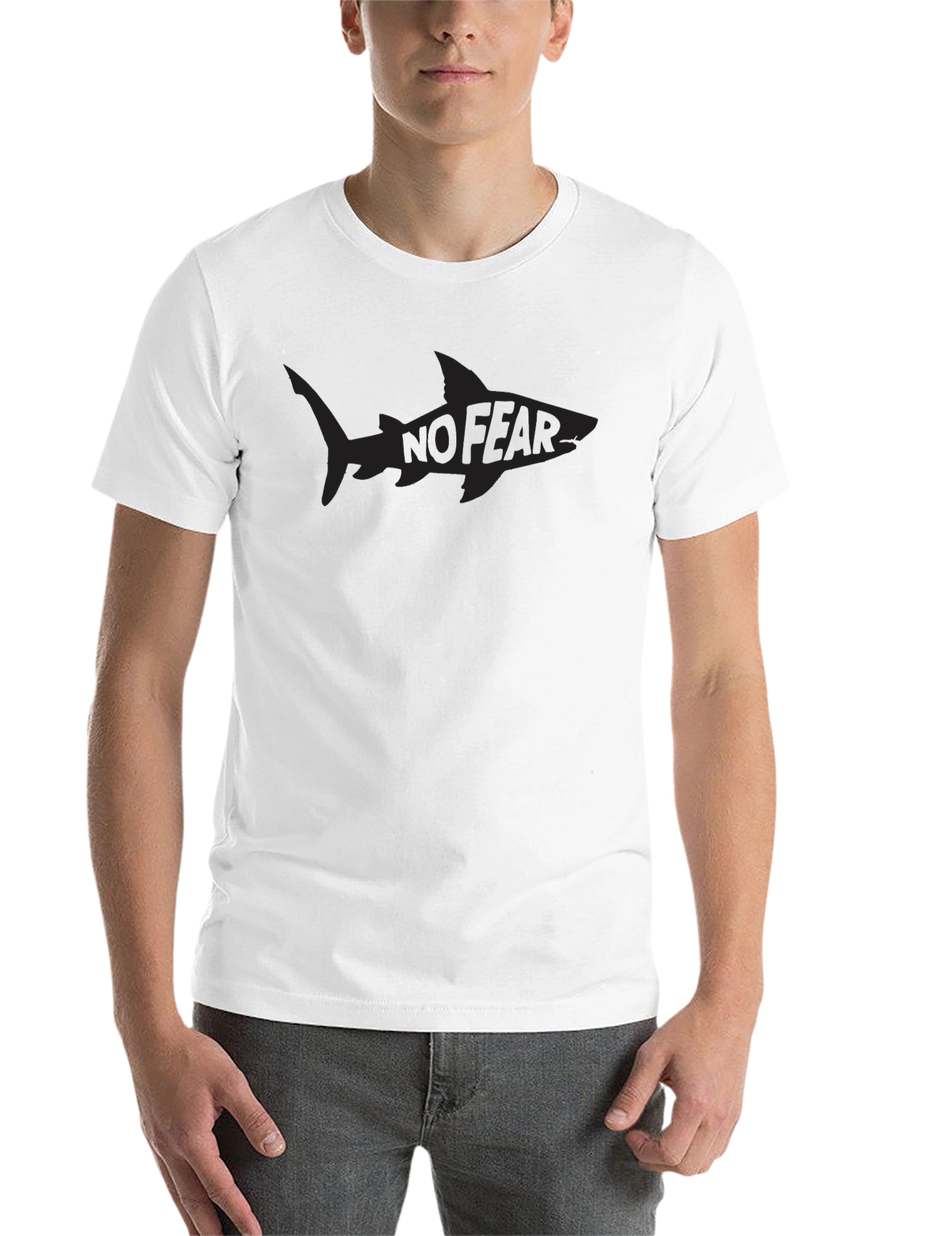 Black Men's Black "No Fear" Shark Graphic T-Shirt view 14