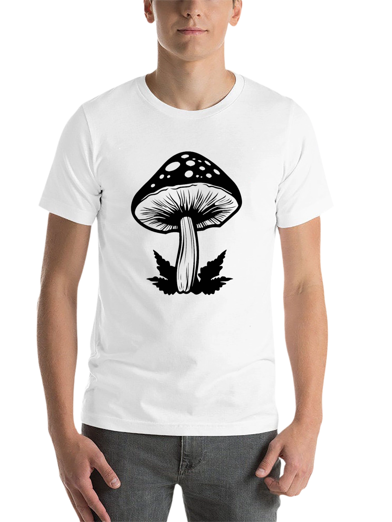 Black Mushroom Graphic Black T-Shirt - Relaxed Fit view 14