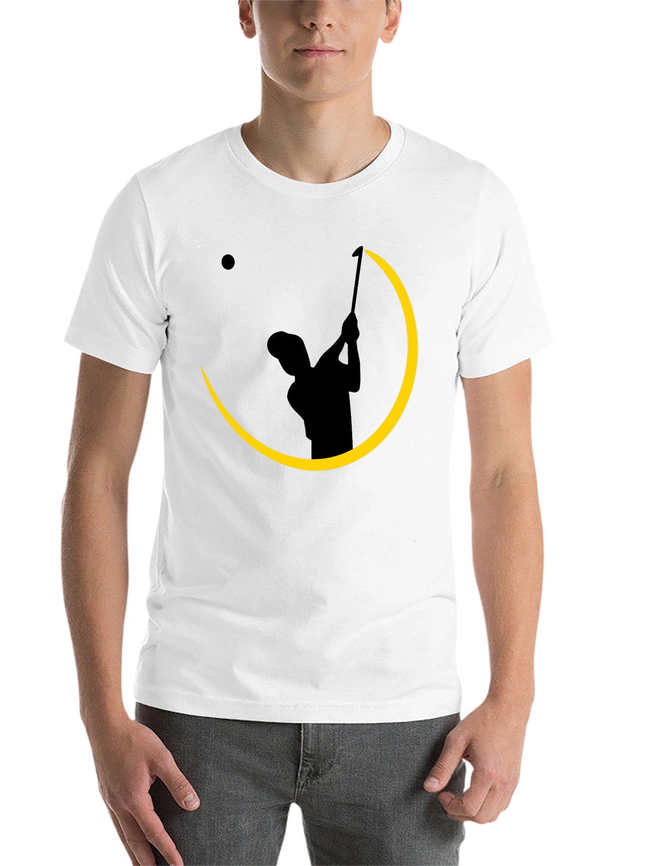 Black Golfer Silhouette Graphic Tee - Black Cotton Blend Shirt view 14