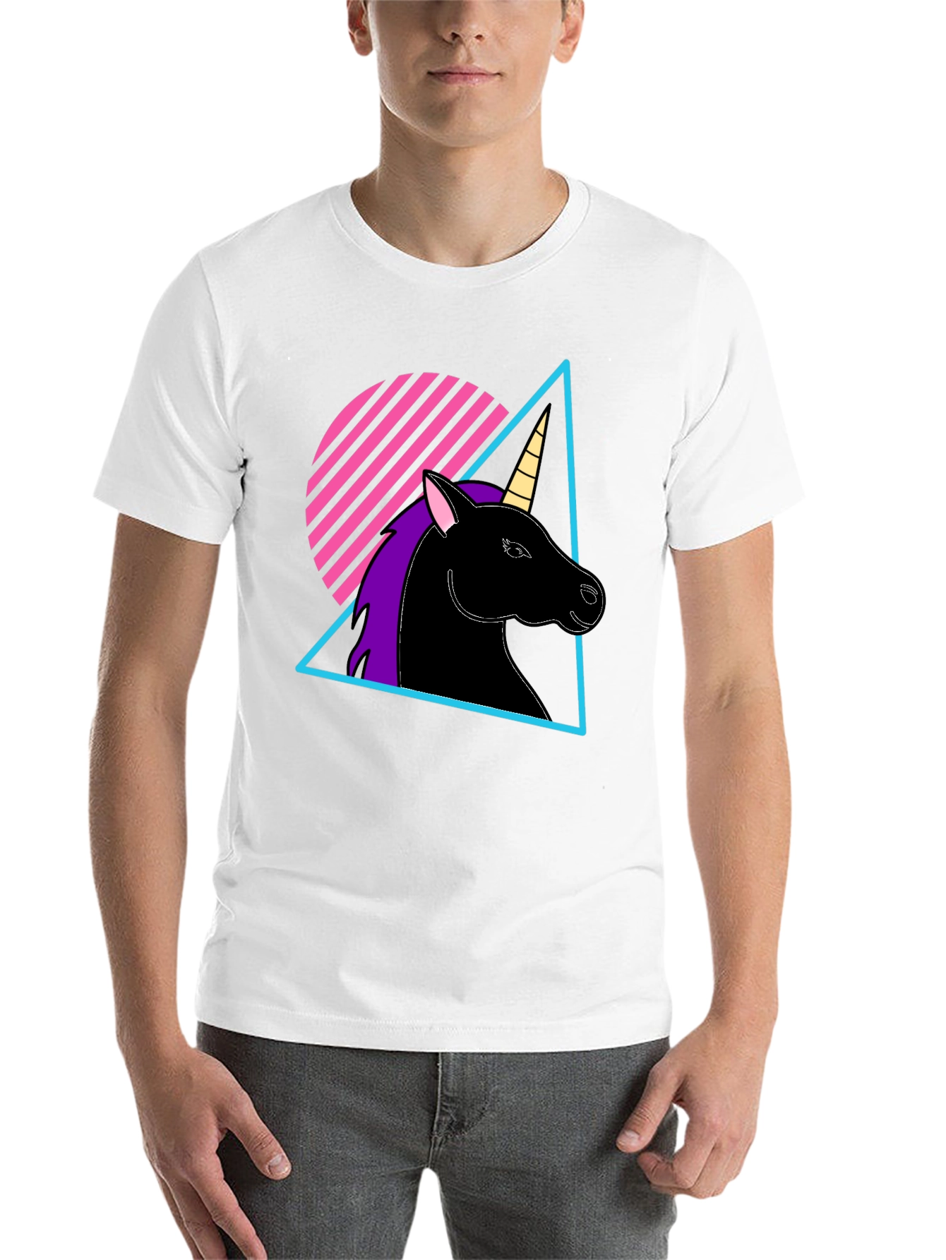 Black Retro Unicorn T-Shirt - Black Graphic Tee view 14