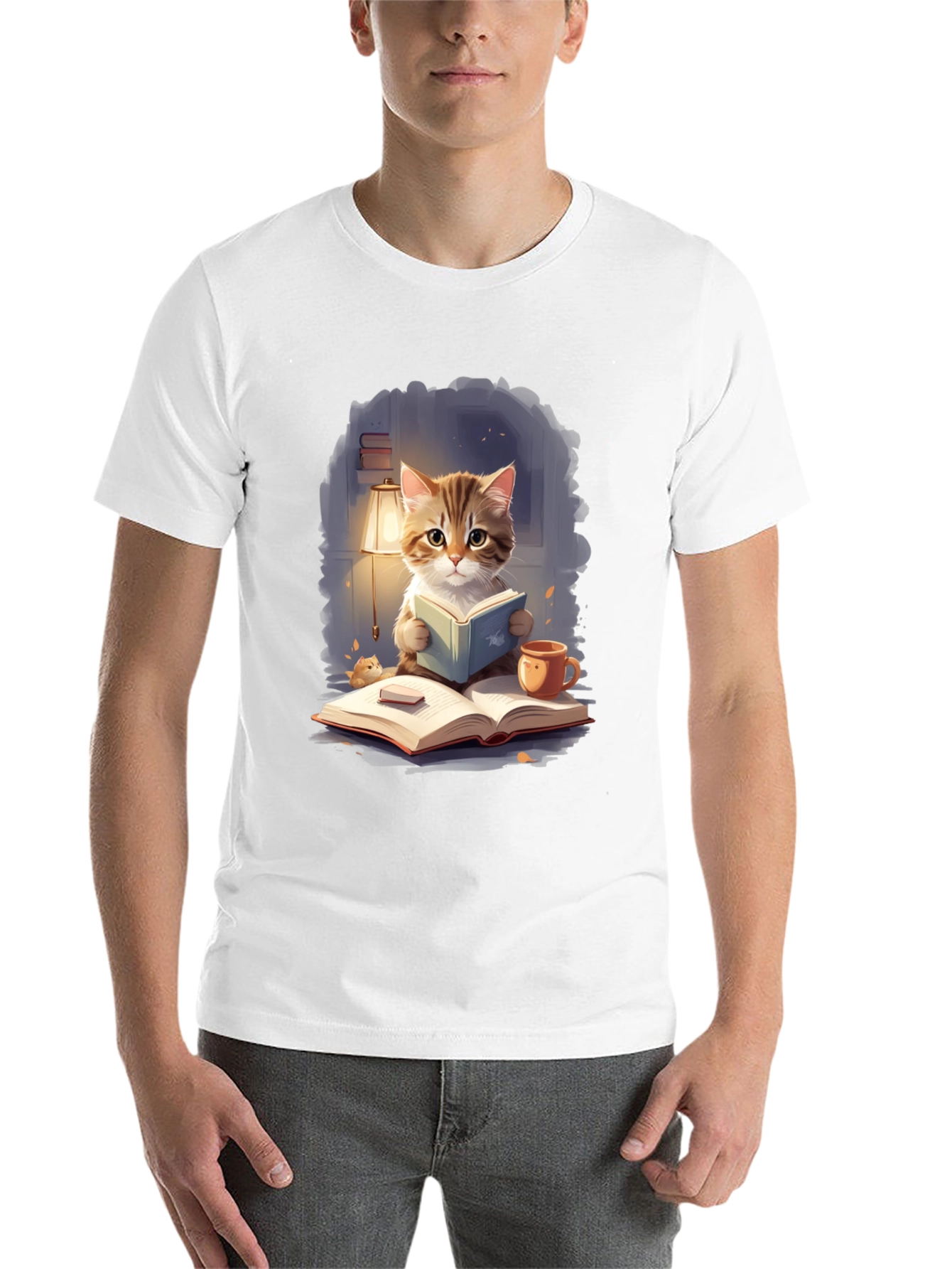 Black Cat Reading Book T-Shirt view 14