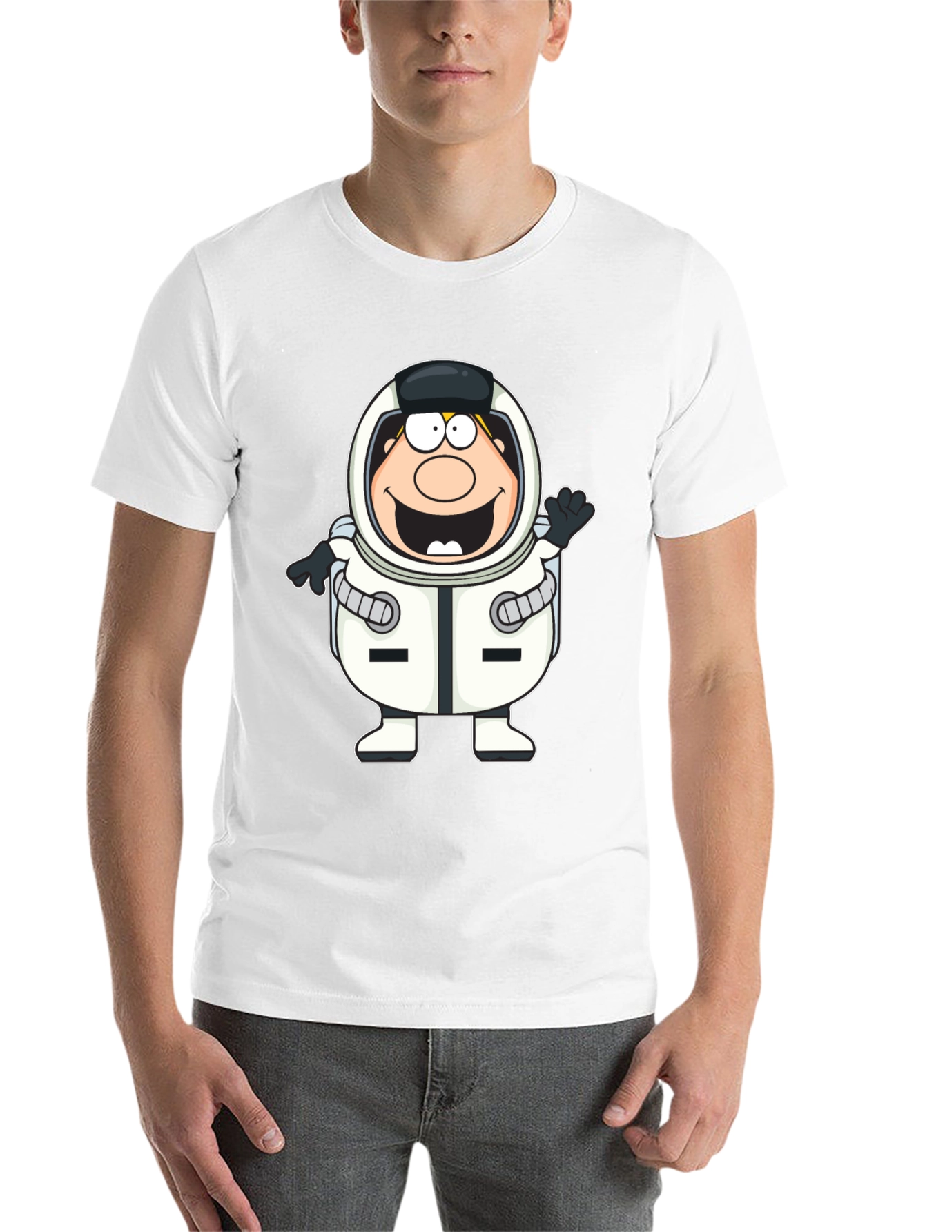 Black Cartoon Astronaut Black T-Shirt view 14