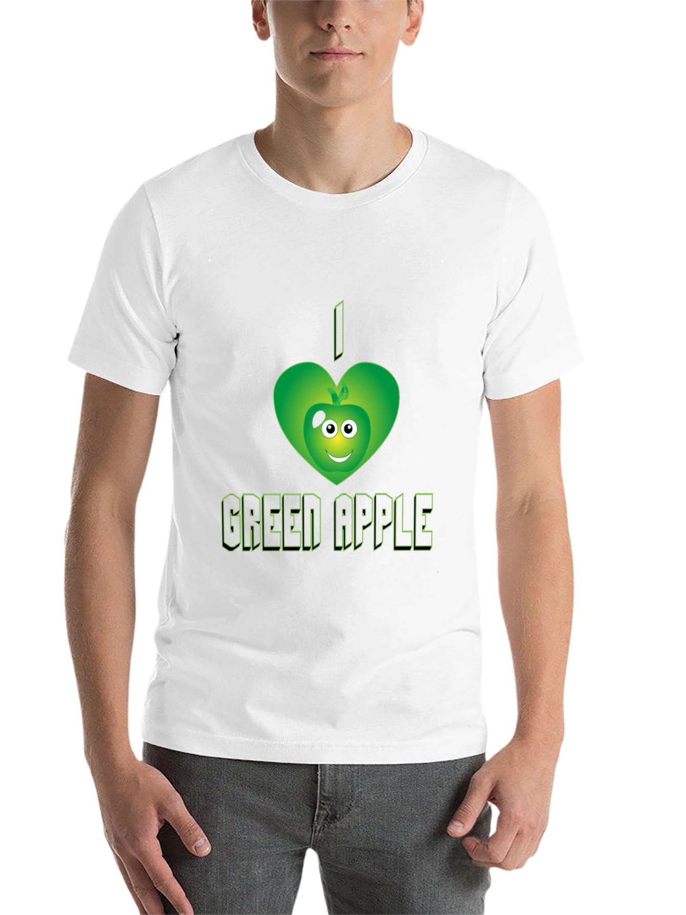 Black I Love Green Apple Graphic Tee - Trendy Casual Shirt view 14
