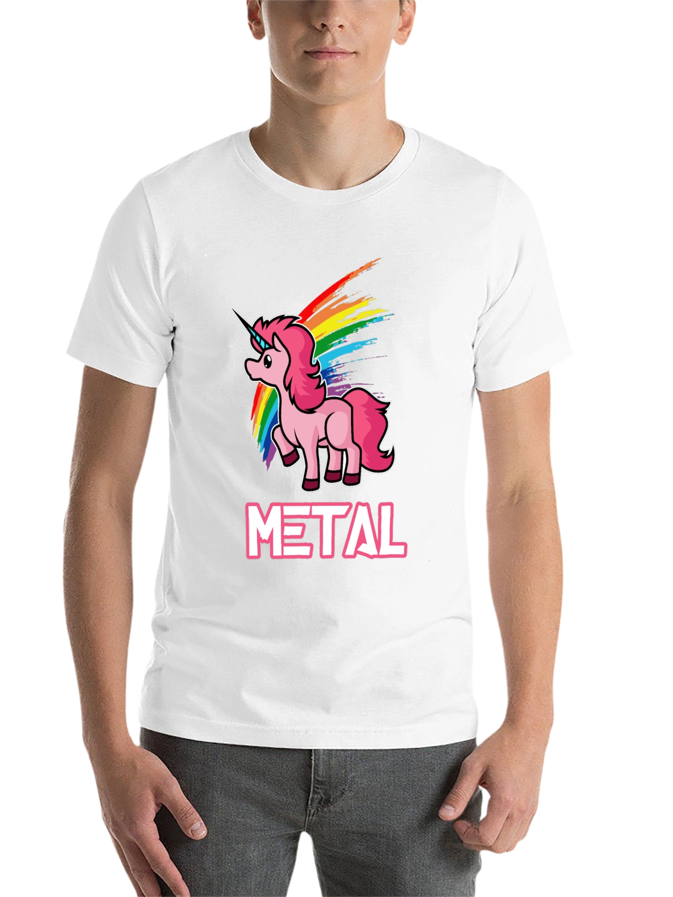 Black Unicorn Metal Rainbow T-Shirt - Heavy Metal Style view 14