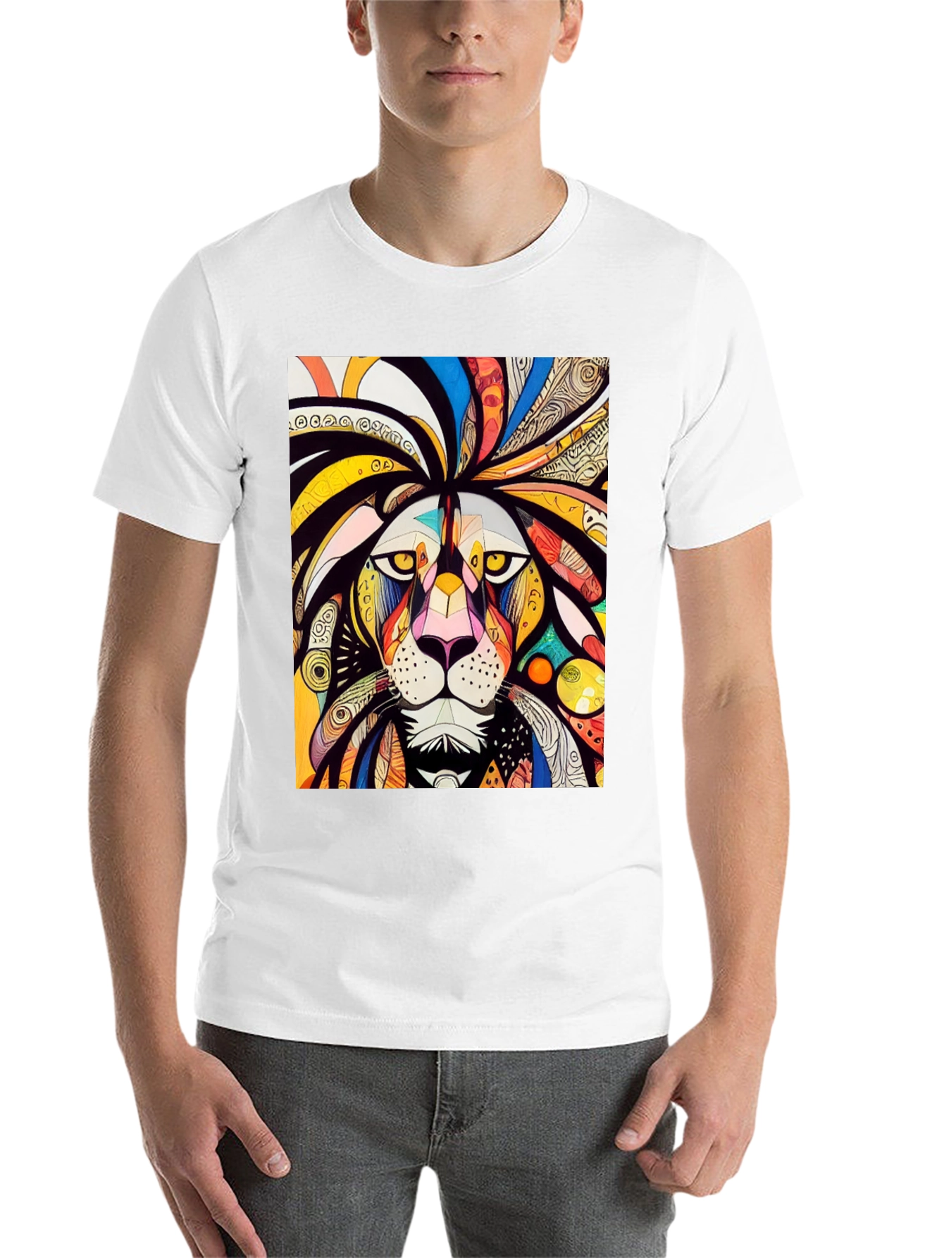 Black Lion Art Graphic Tee - Bold & Colorful view 14