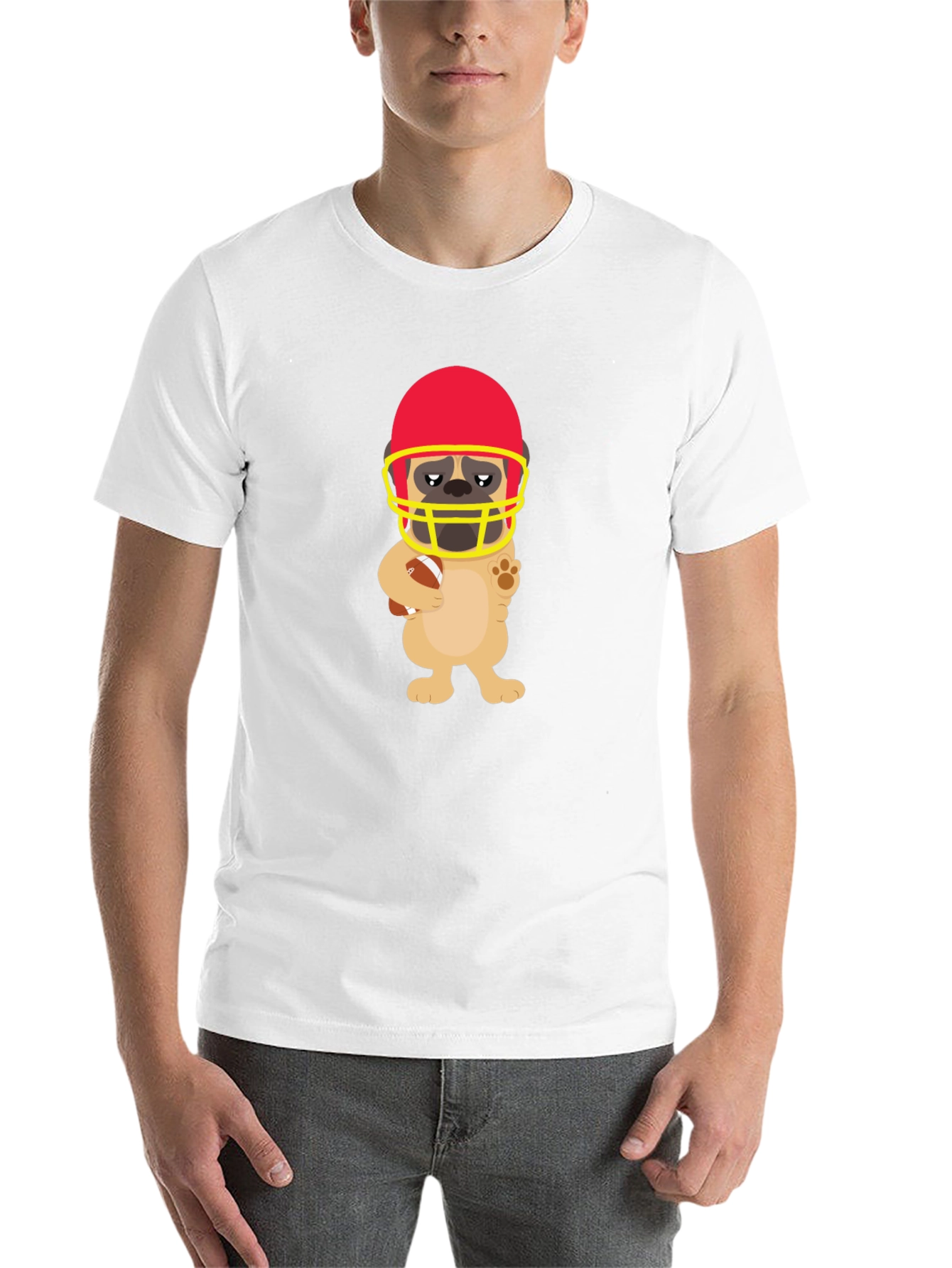 Black Football Pug Graphic Tee - Touchdown Style view 14
