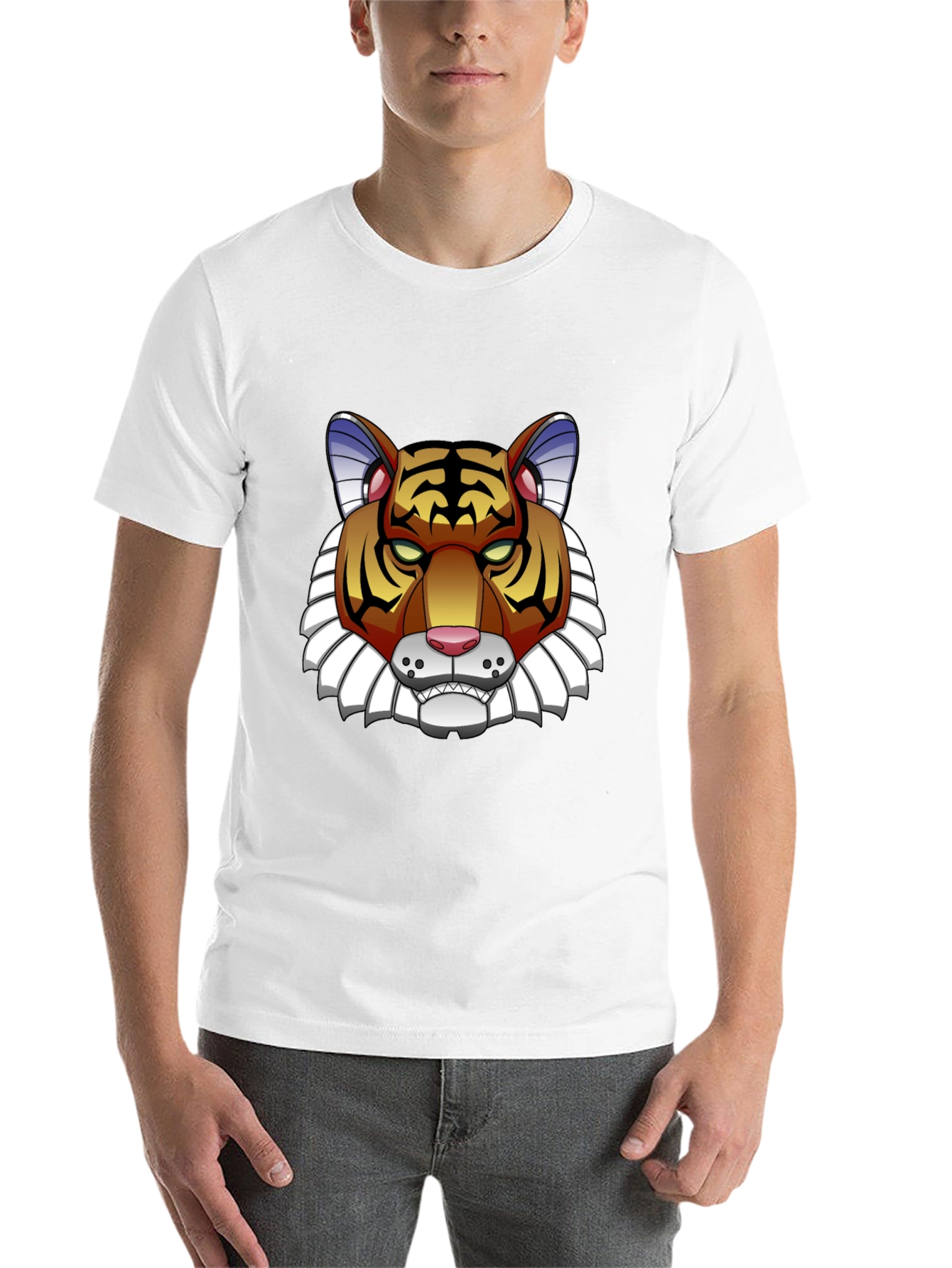 Black Cool Tiger Graphic Black T-Shirt view 14