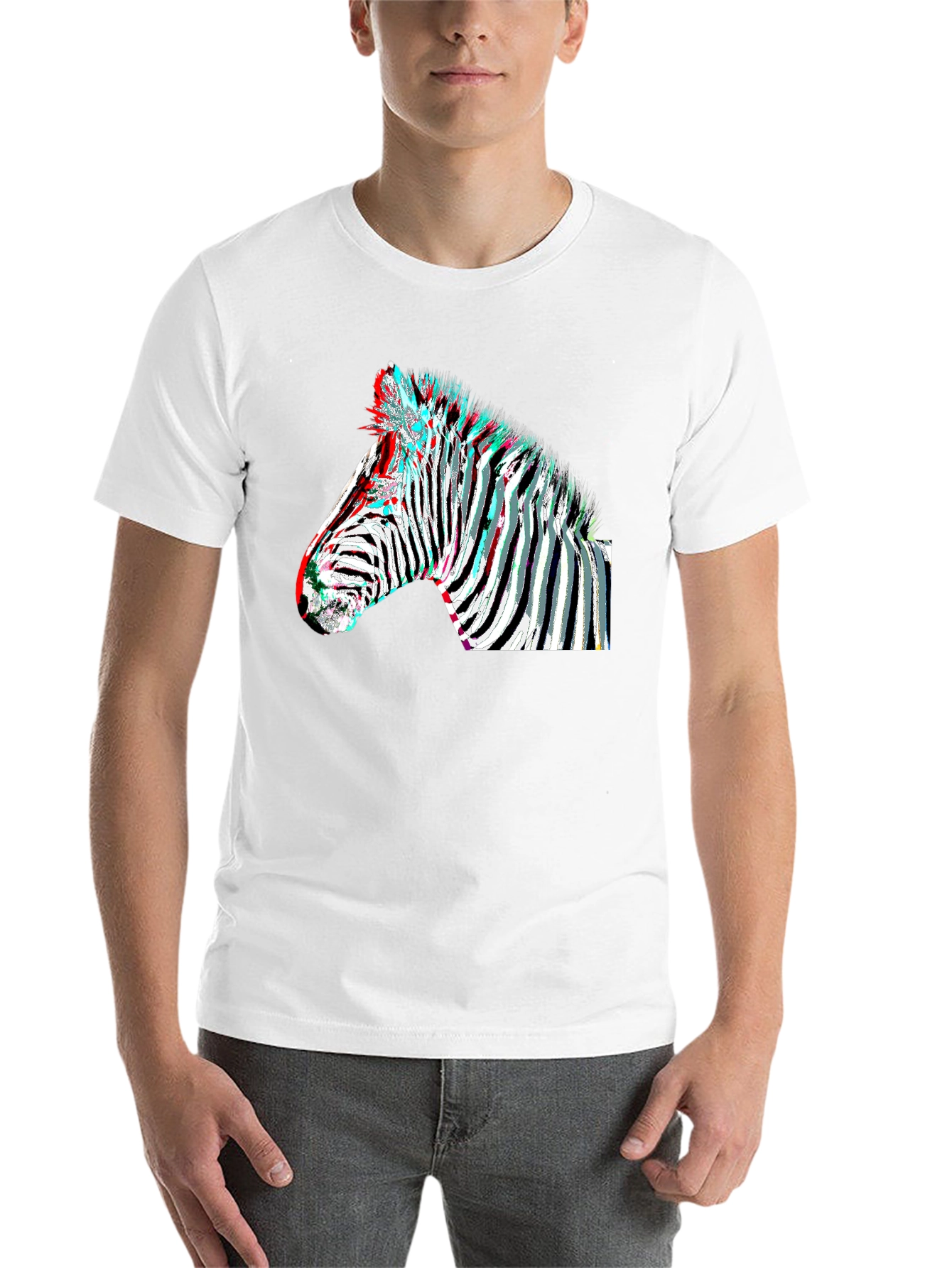 Black Zebra Glitch Graphic Tee - Modern Animal Print view 14