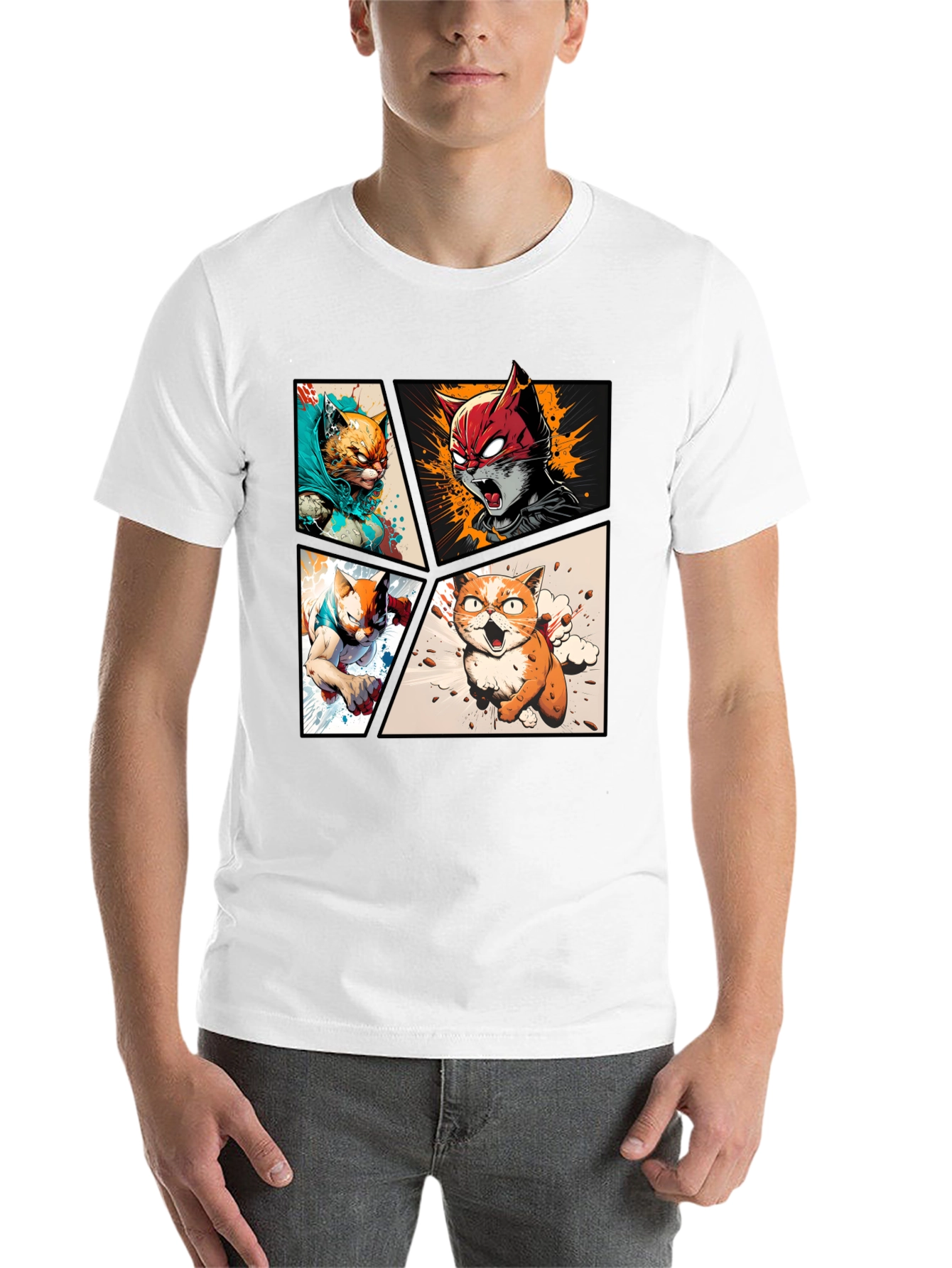 Black Hero Cat Comic T-Shirt - Stylish & Unique view 14