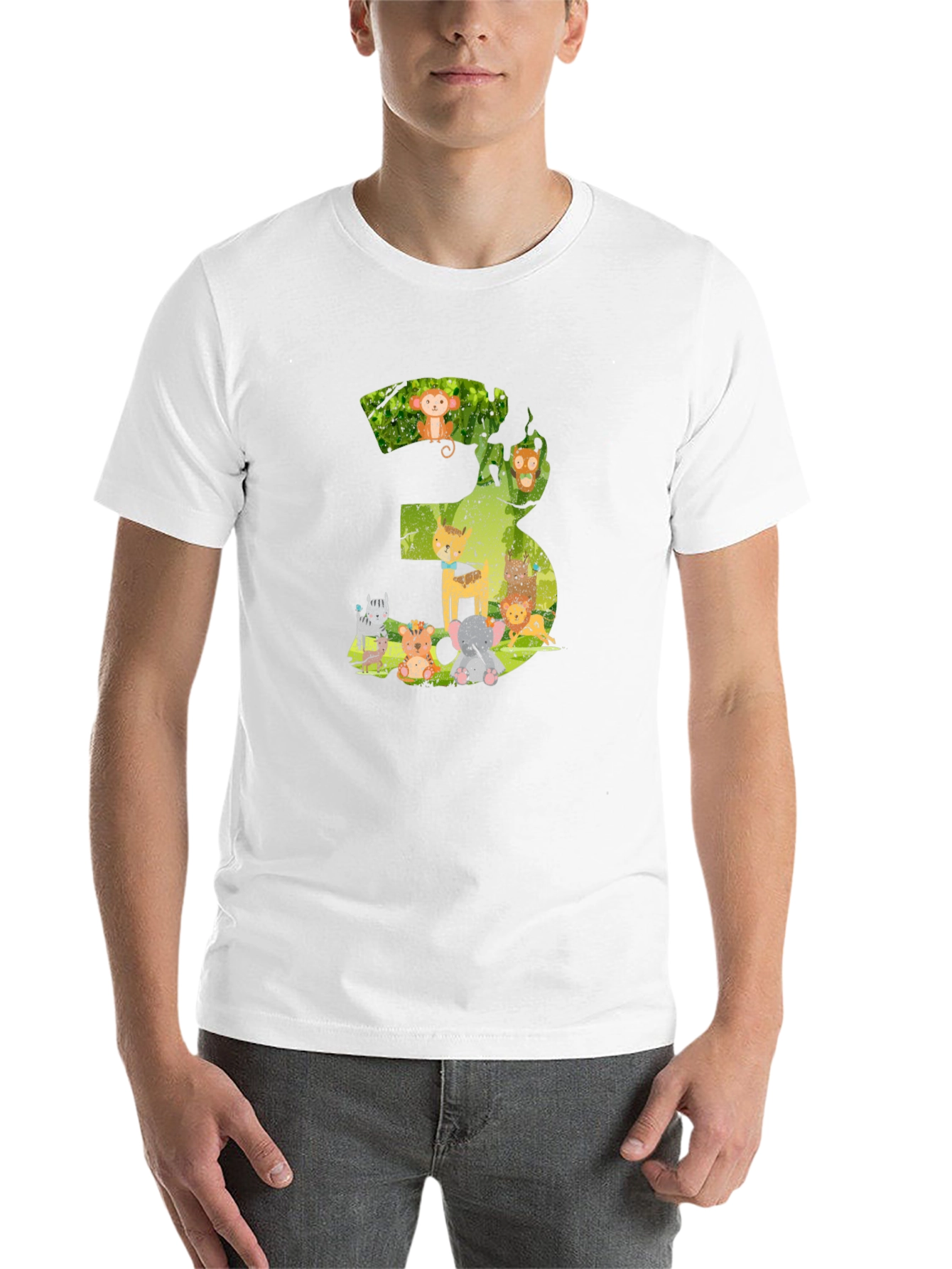 Black Kids Birthday Number 3 Animal T-Shirt view 14