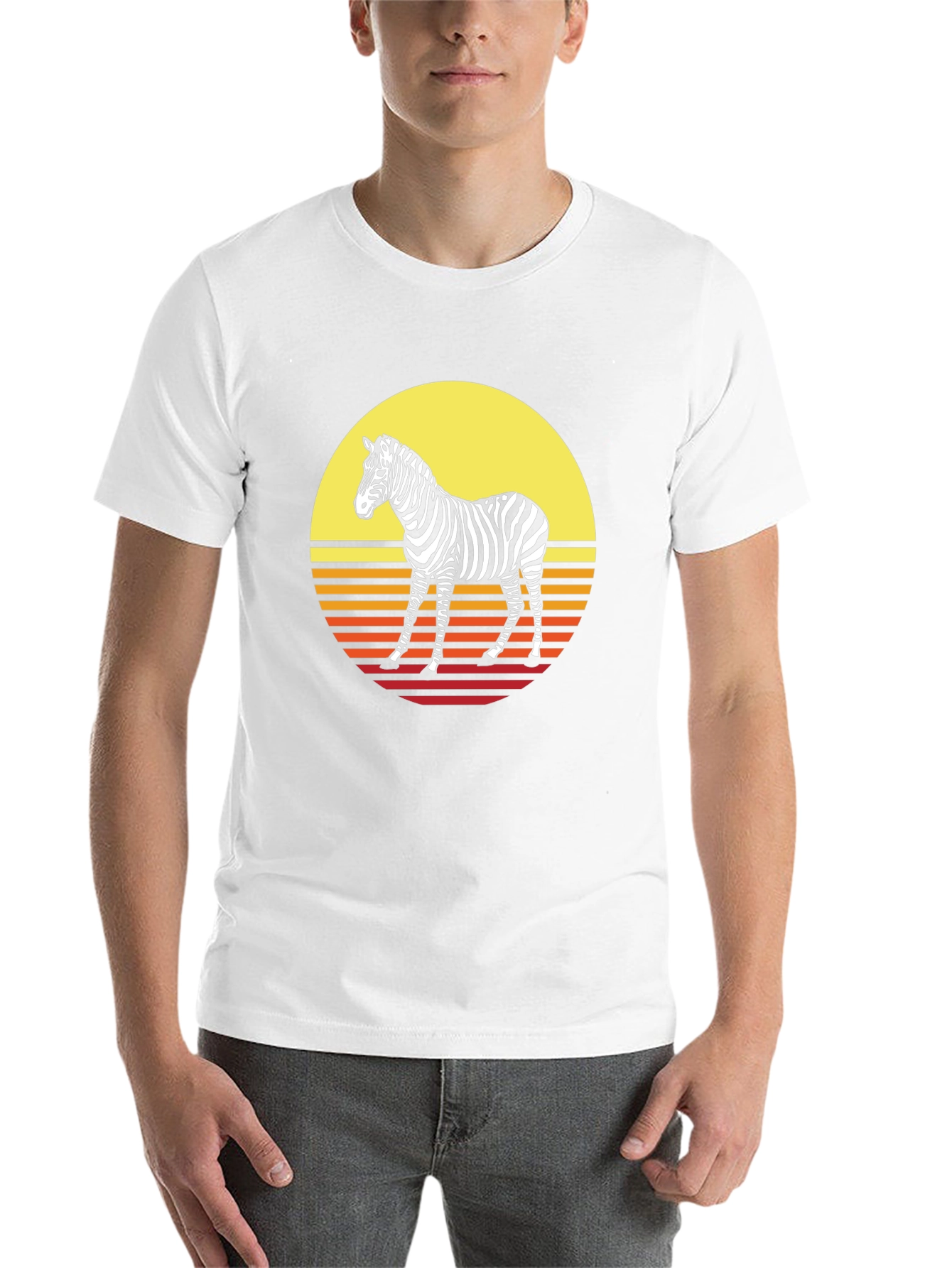 Black Retro Zebra Graphic Tee - Sunset Style view 14