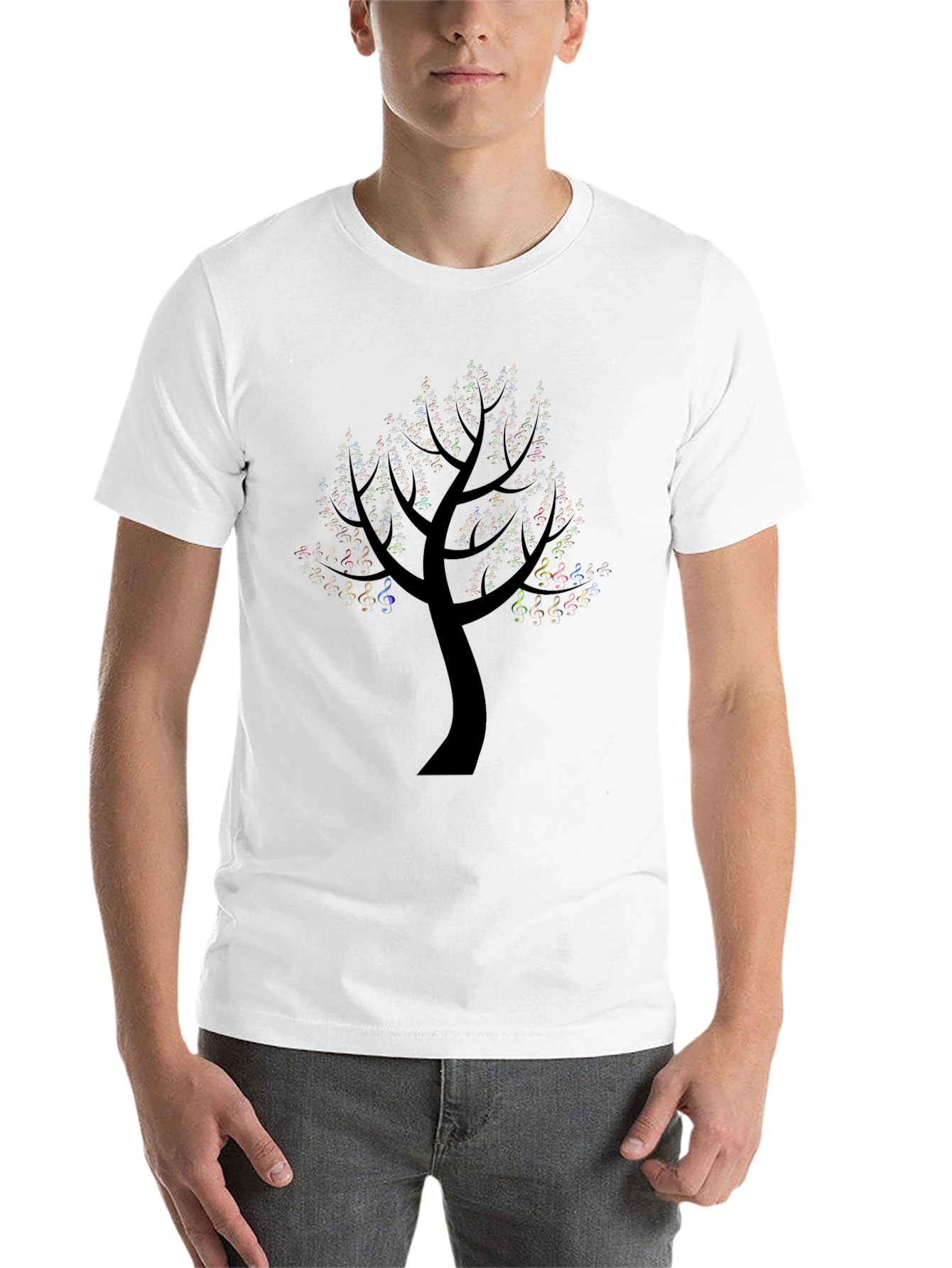 Black Music Note Tree Black T-Shirt view 14