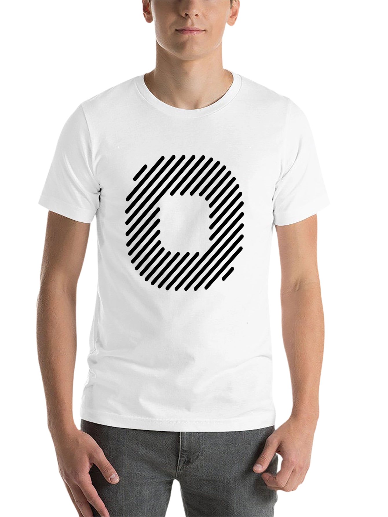 Black Striped Circle Graphic Black T-Shirt view 14