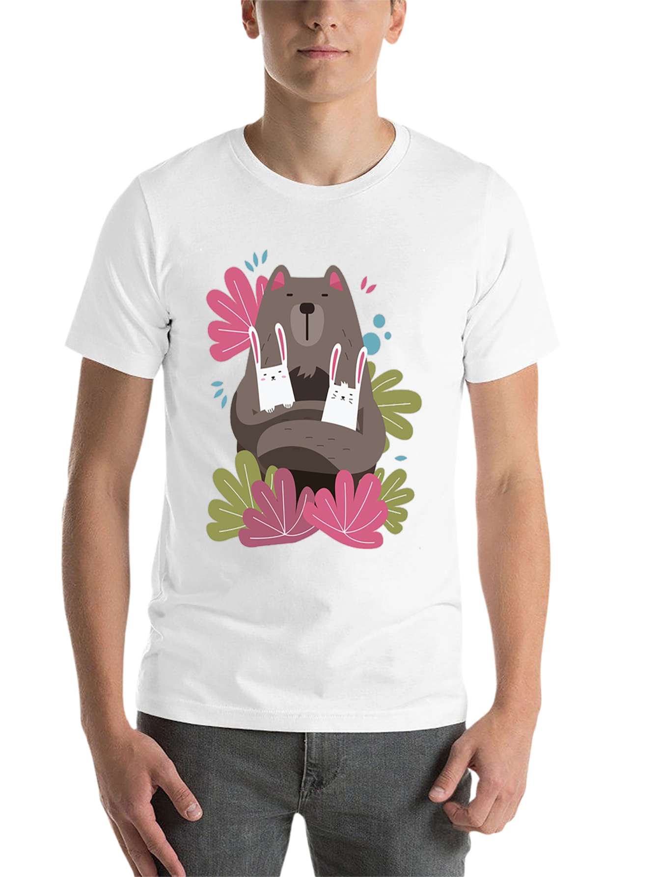 Black Bear and Bunny Graphic T-Shirt view 14