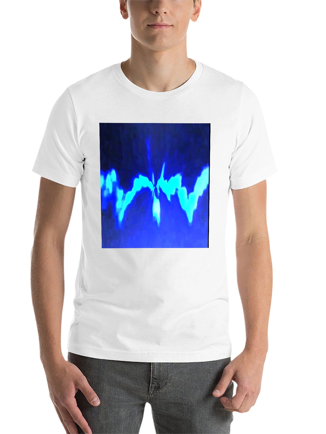 Black Abstract Blue Graphic Print Black T-Shirt view 14