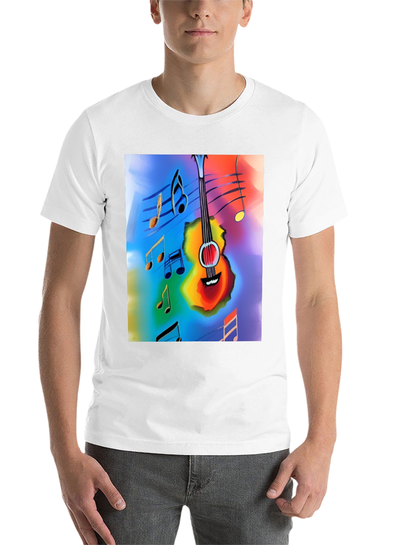 Black Musical Guitar Notes Graphic T-Shirt view 14