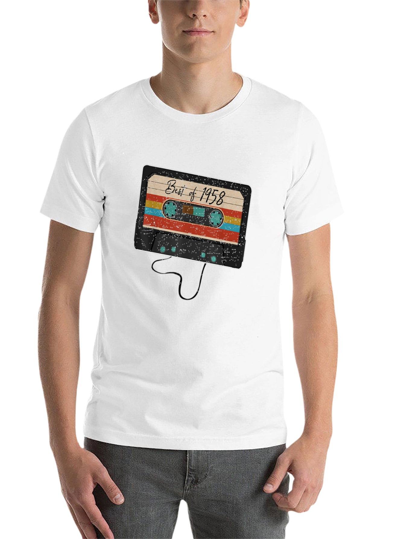 Black Retro Best of 1958 Cassette Tape Graphic T-Shirt view 14