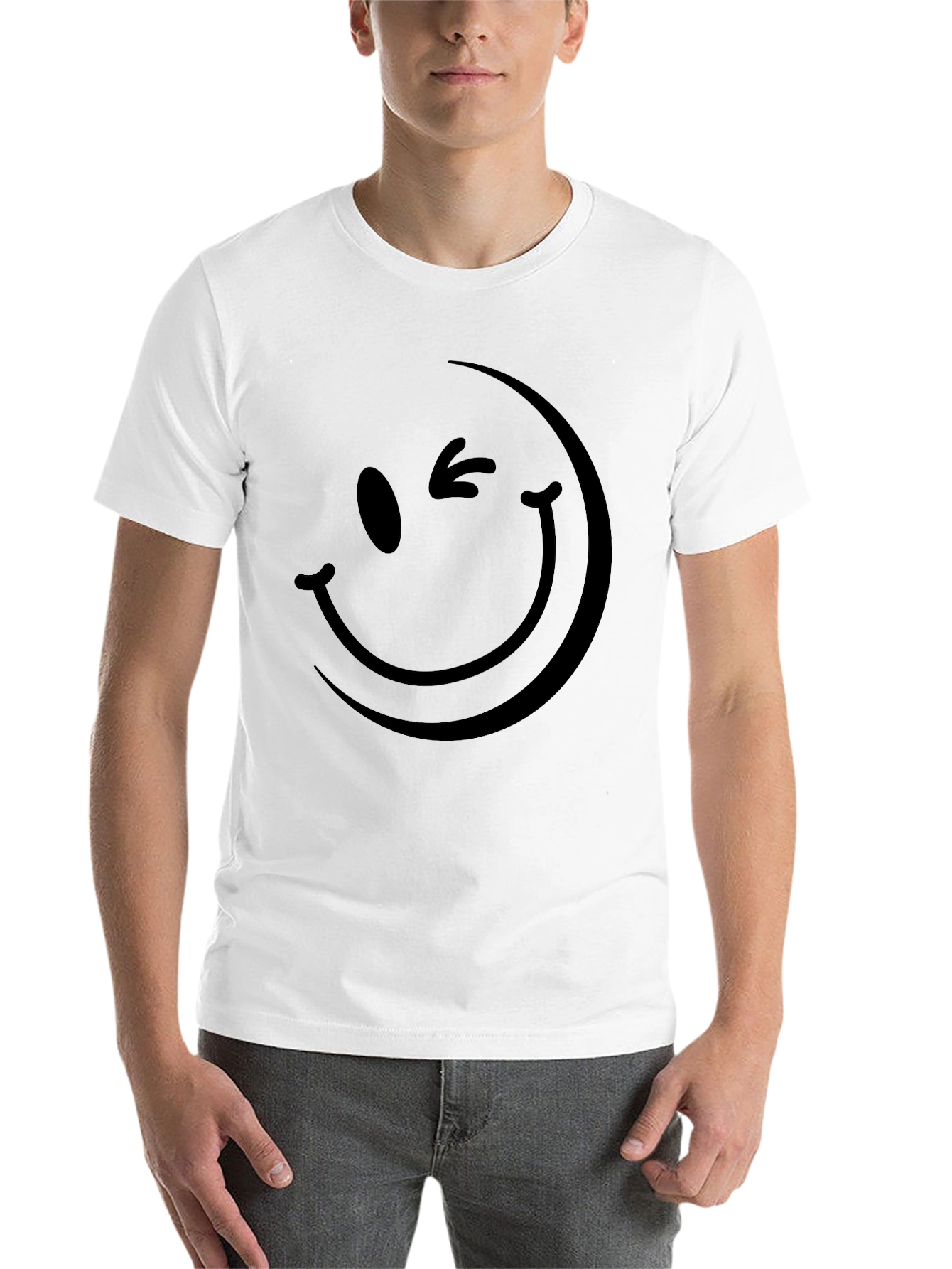 Black Winking Smiley Face Black T-Shirt view 14