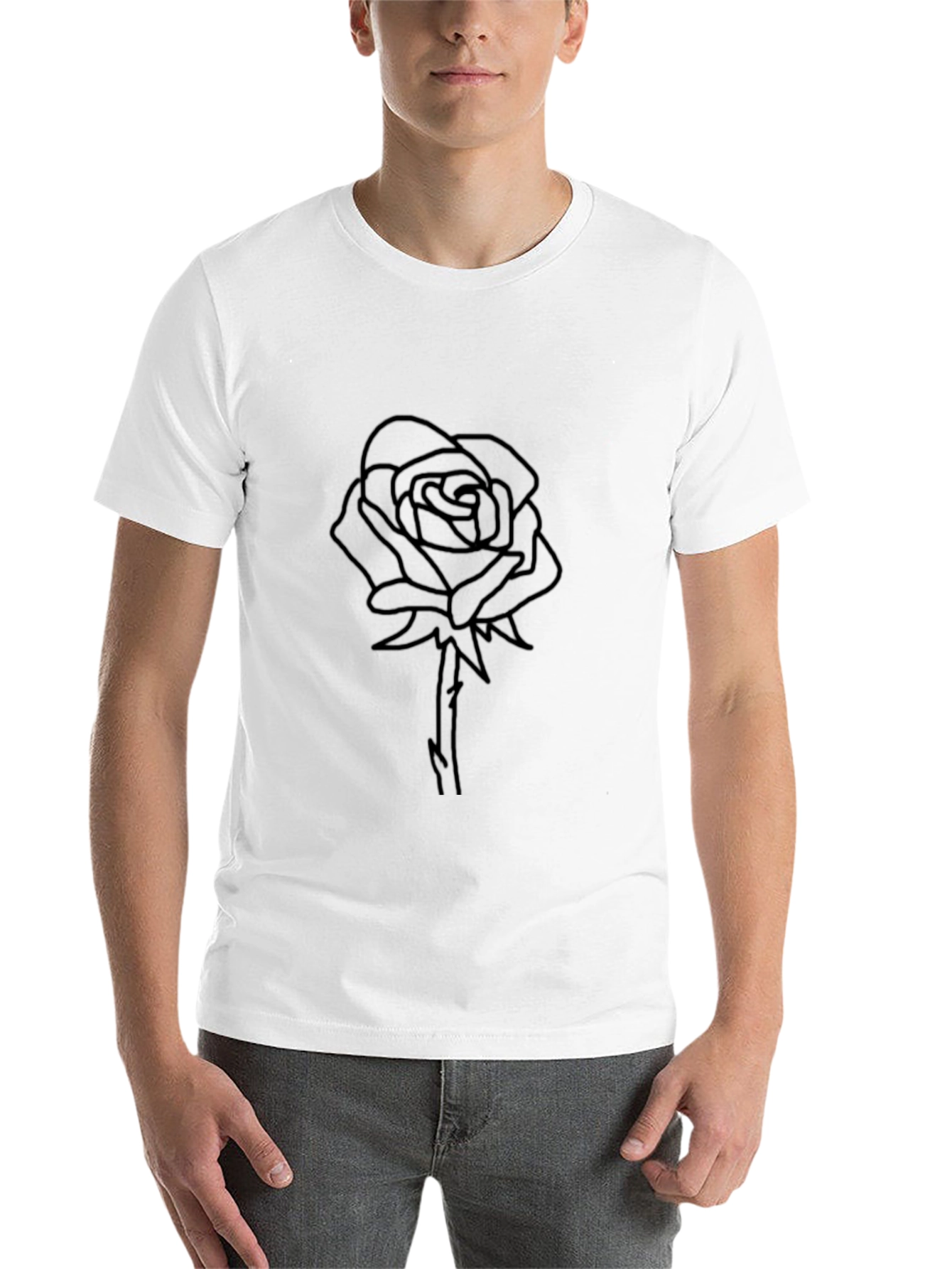 Black Rose Graphic Black T-Shirt - Stylish Minimalist Design view 14