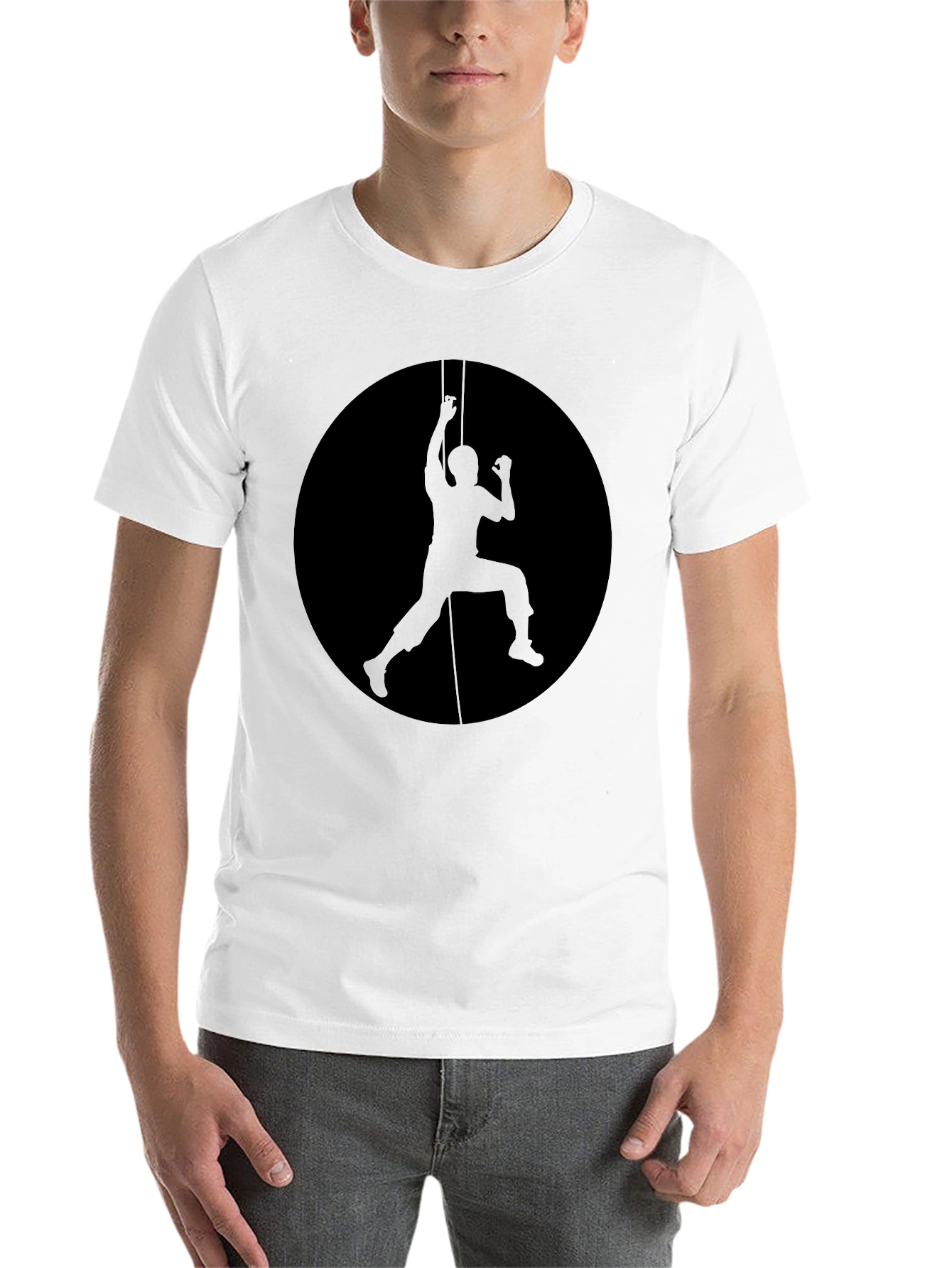 Black Climbing Silhouette Graphic Black T-Shirt view 14