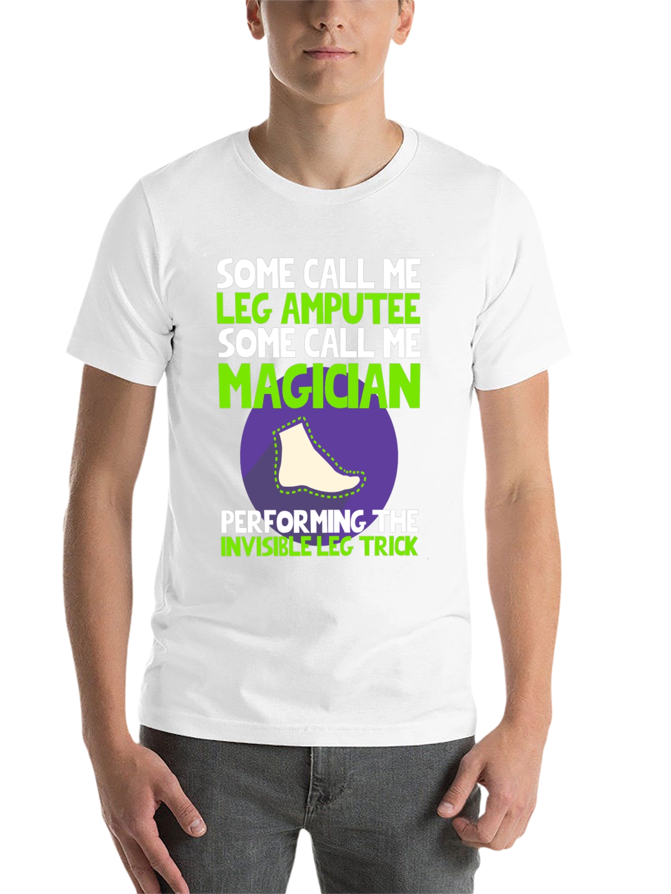 Black Leg Amputee Magician Funny Humor T-Shirt view 14