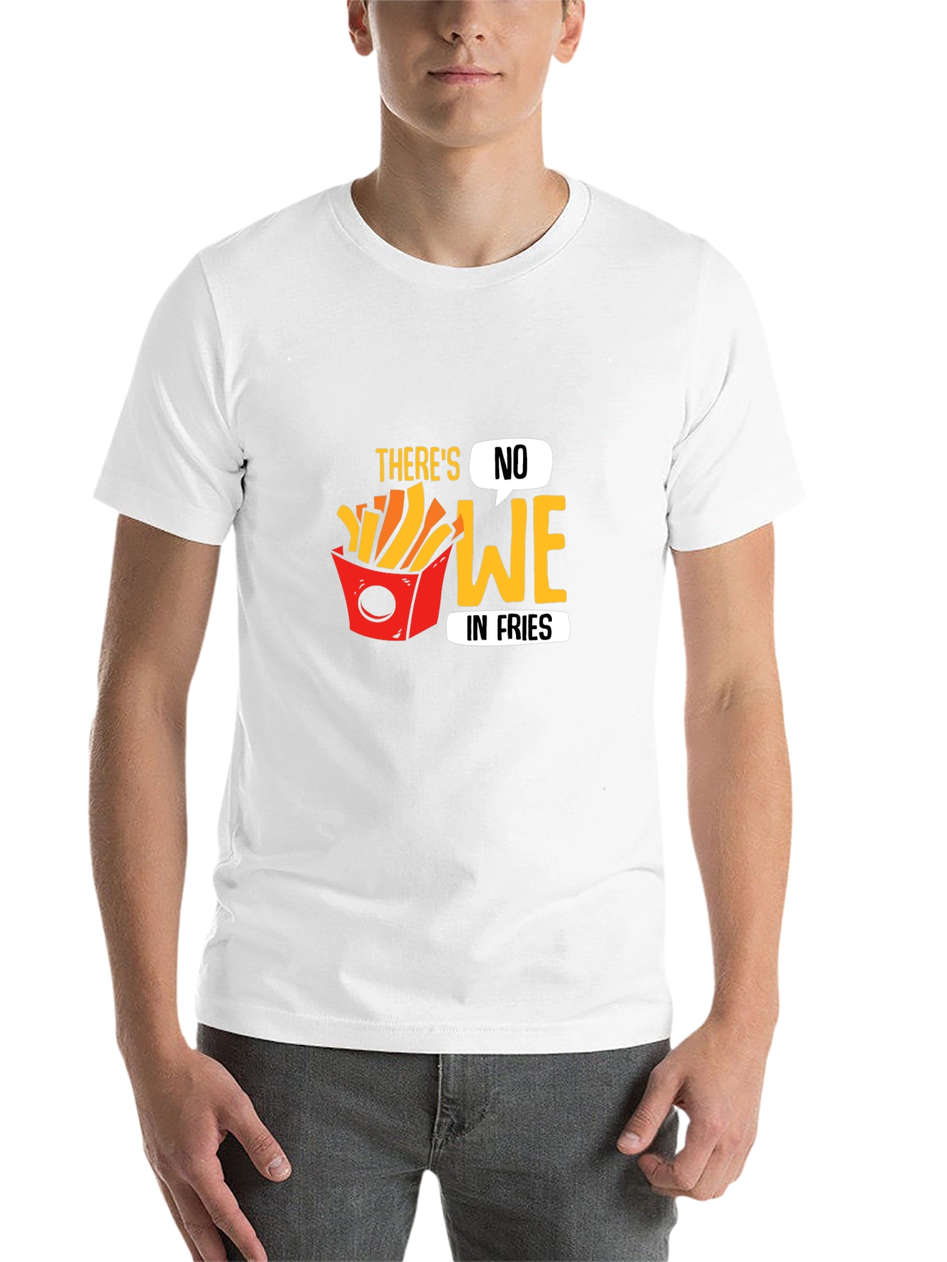 Black Funny "There's No We in Fries" Graphic T-Shirt view 14