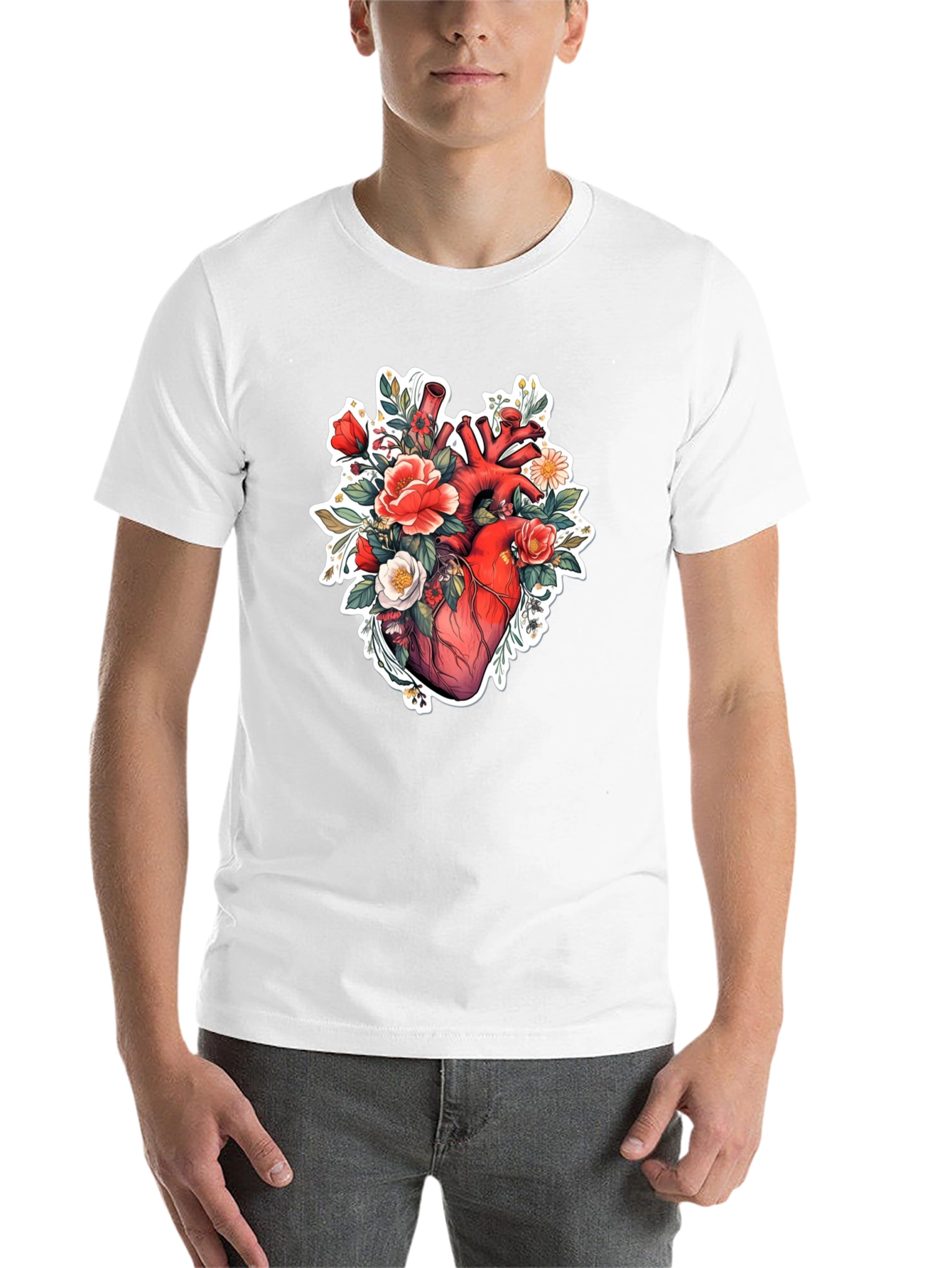 Black Anatomical Heart Floral T-Shirt view 14