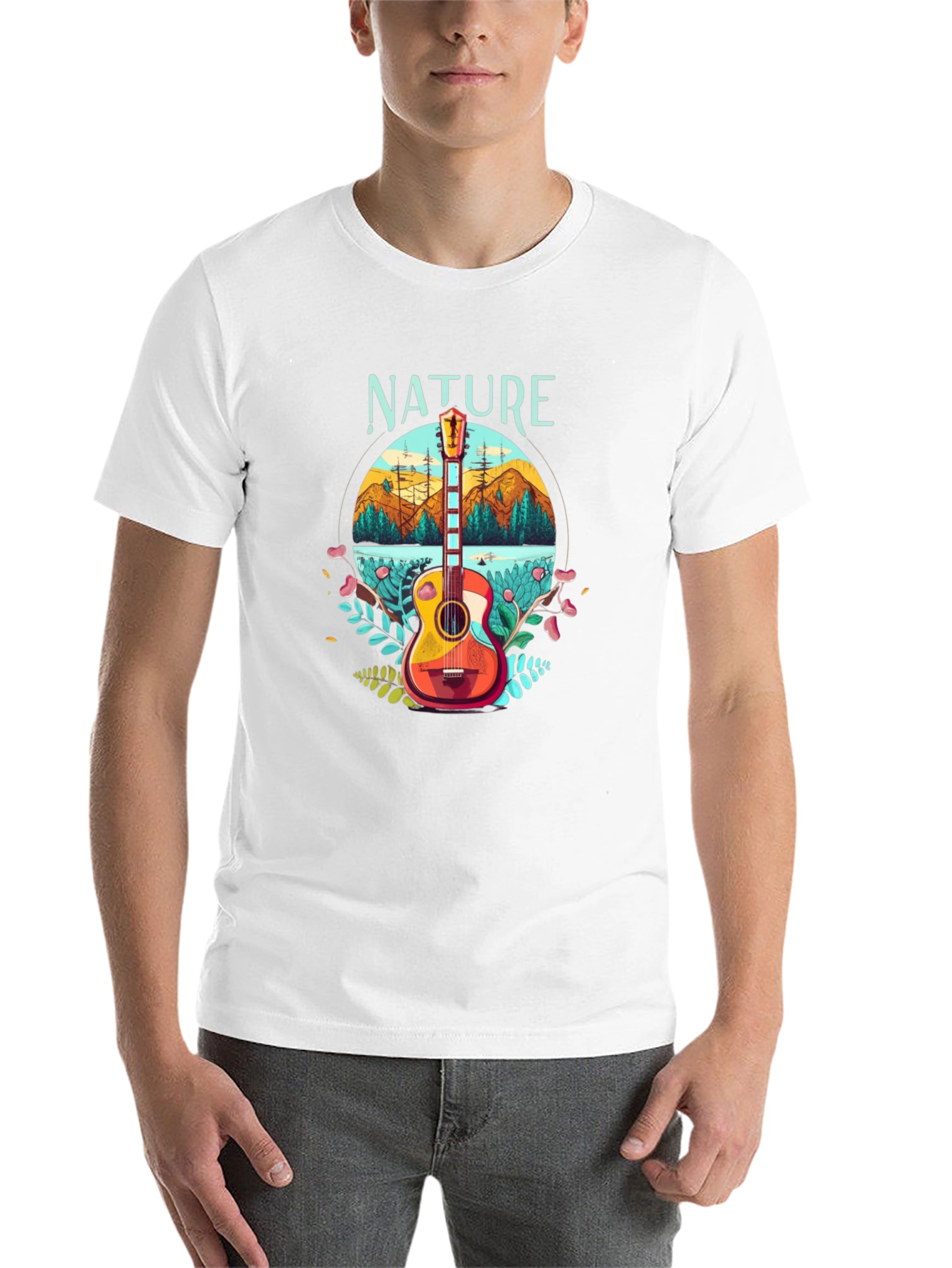 Black Nature Guitar T-Shirt - Outdoors Adventure Tee view 14
