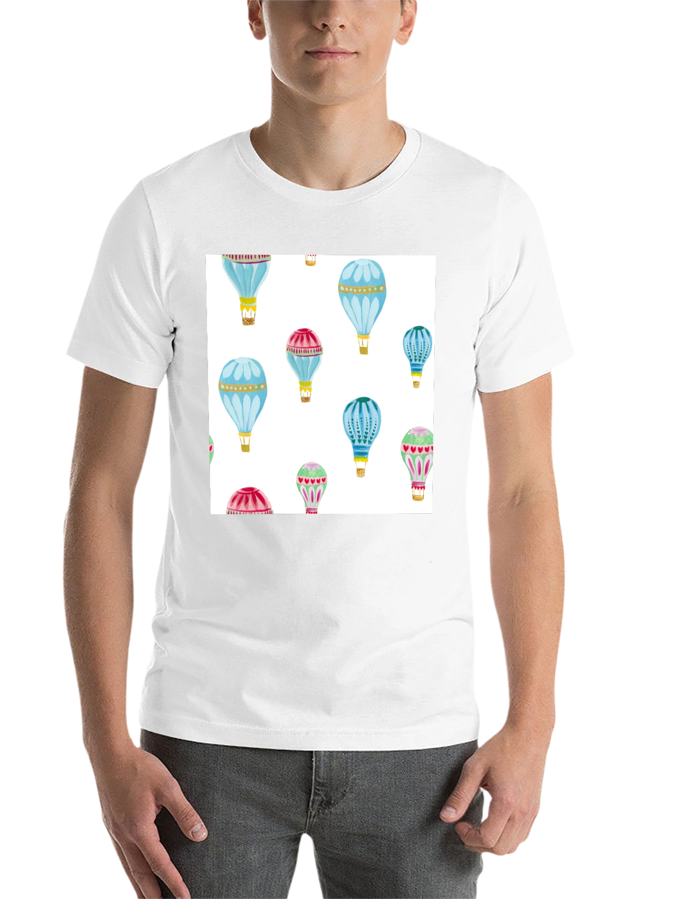 Black Hot Air Balloon Print Black T-Shirt view 14