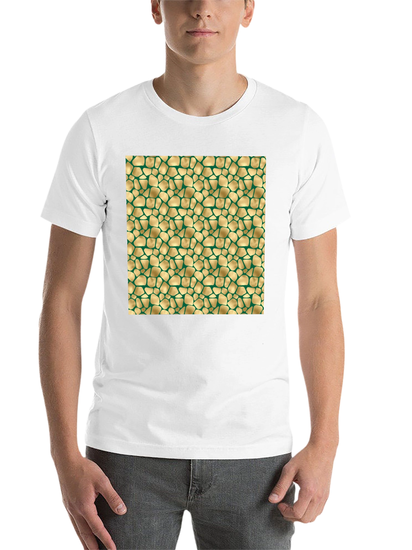 Black Textured Gold & Green Pattern Tee view 14