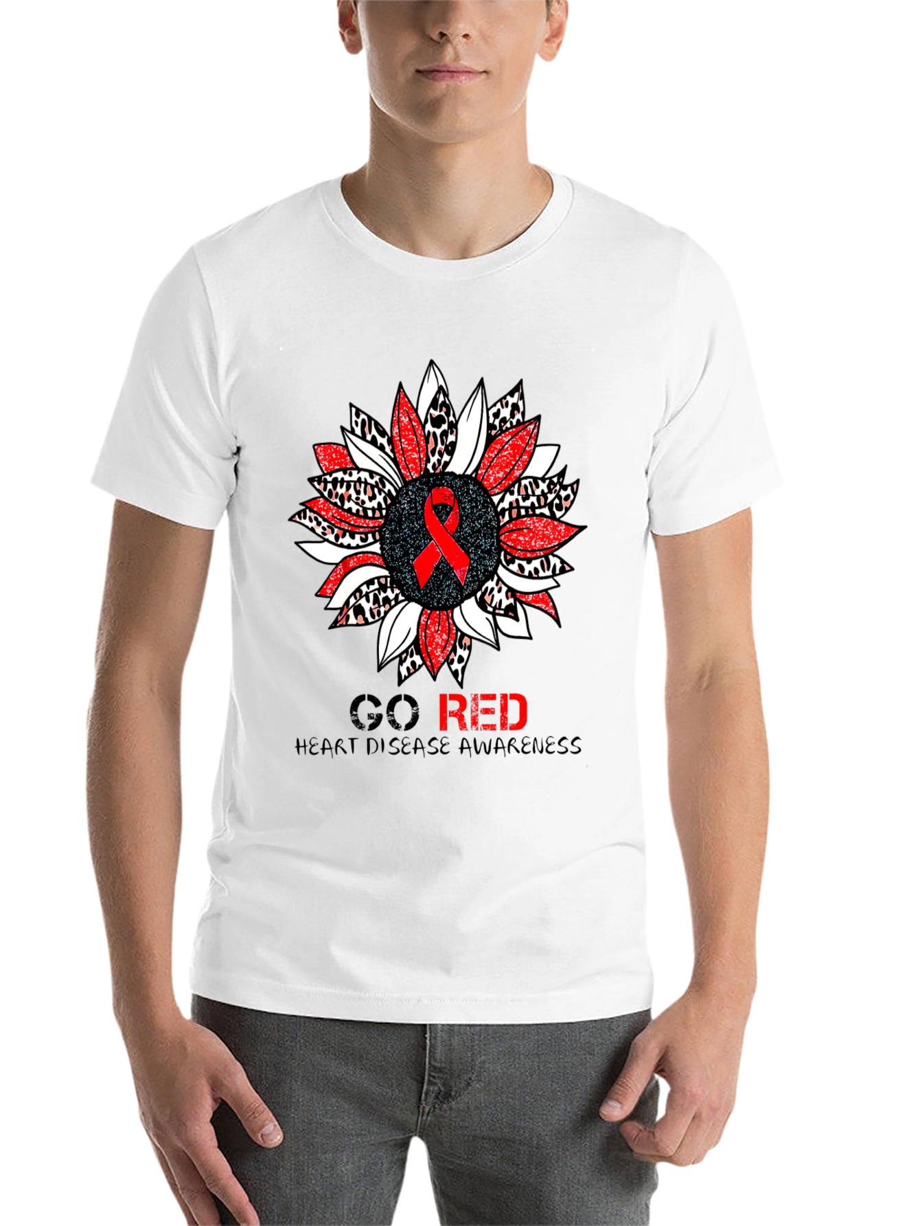 Black Go Red Heart Disease Awareness T-Shirt view 14