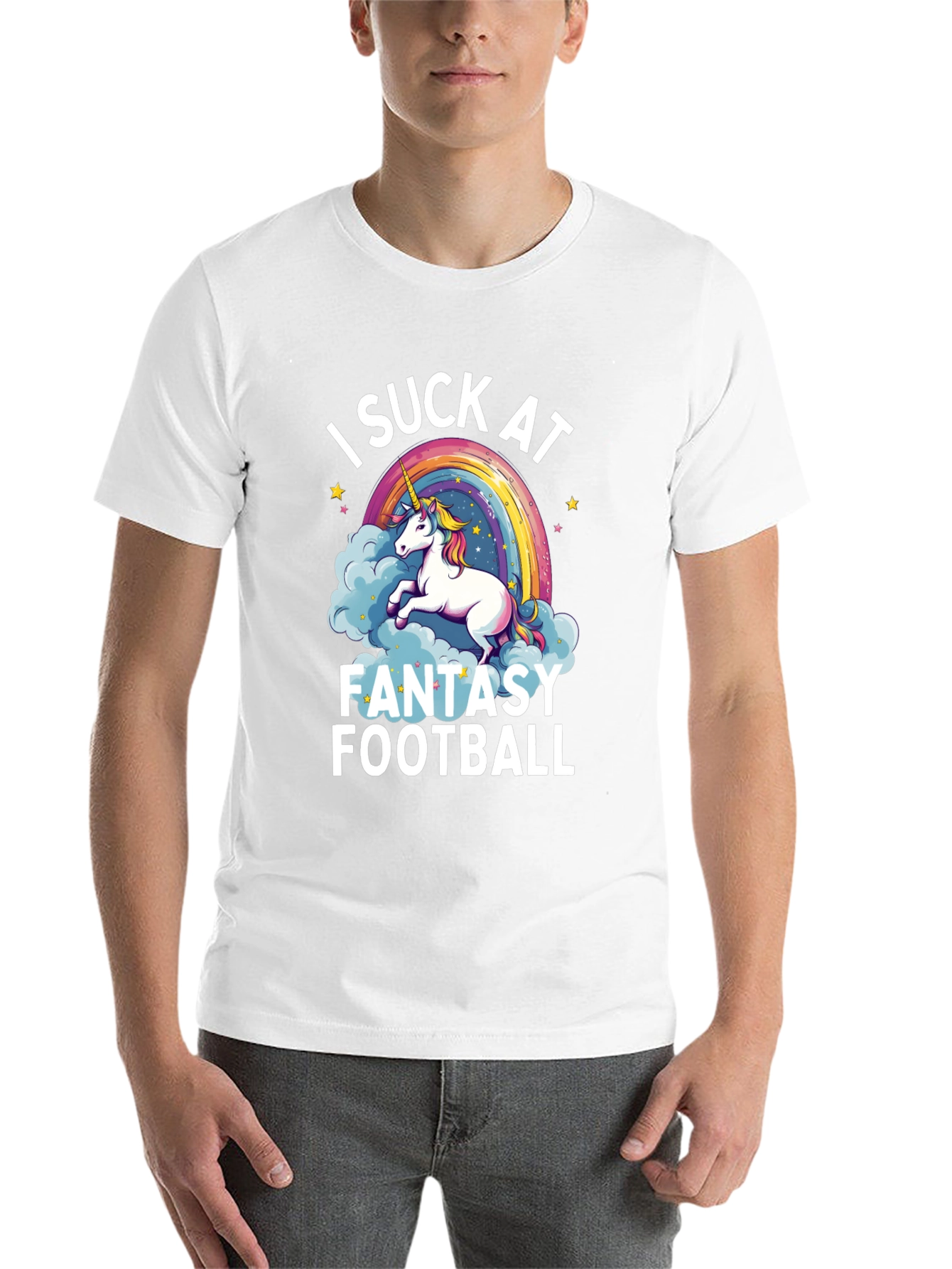 Black I Suck at Fantasy Football T-Shirt view 14
