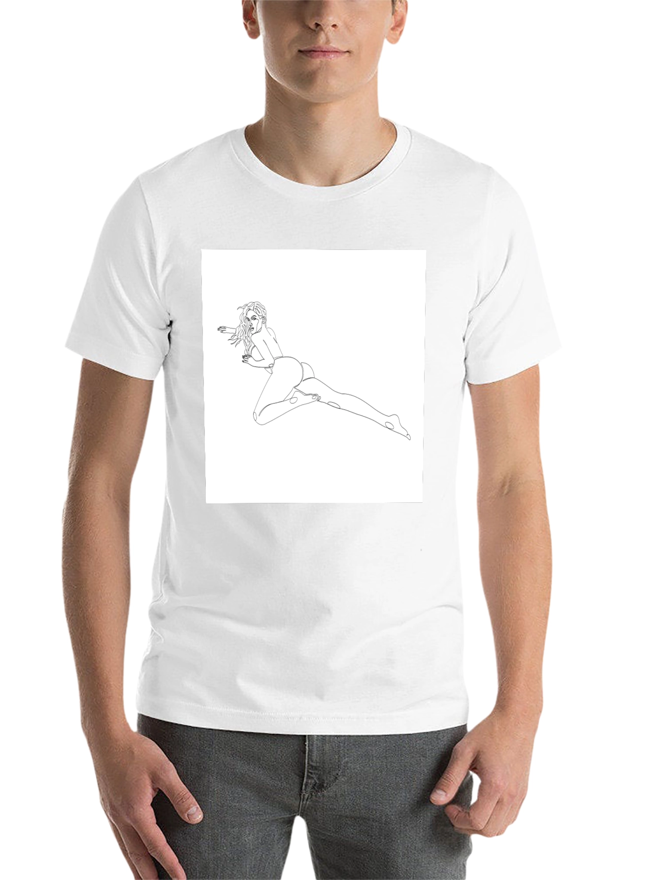 Black Line Art Woman's T-Shirt - Black view 14