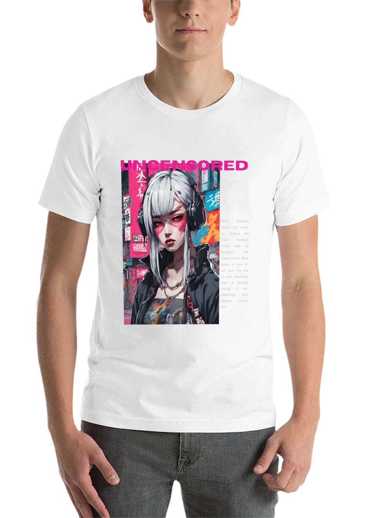 Black Uncensored Anime Girl Graphic T-Shirt view 14