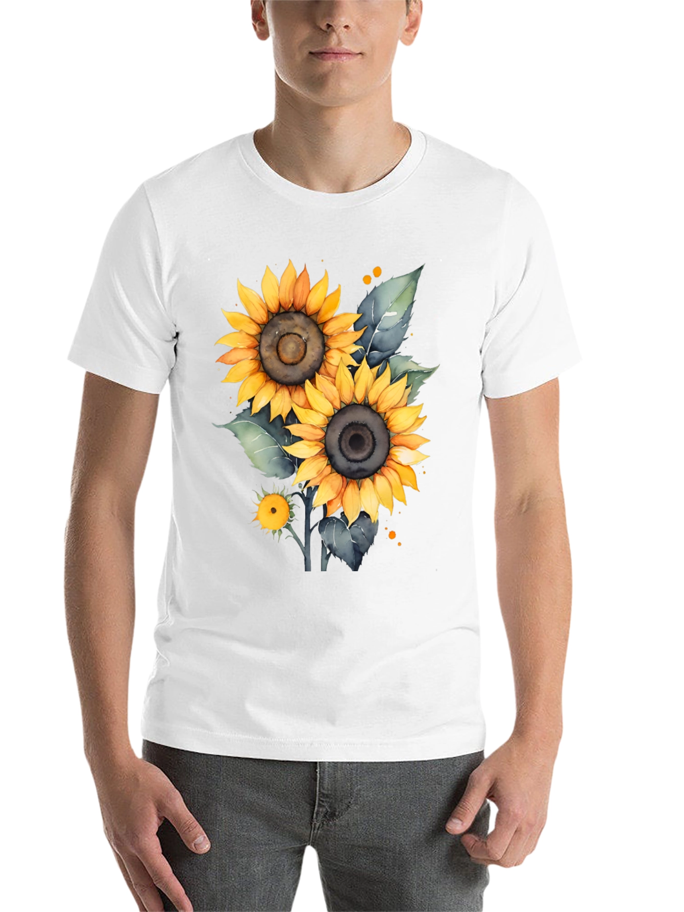 Black Sunflower Graphic Tee - Black Cotton T-Shirt view 14