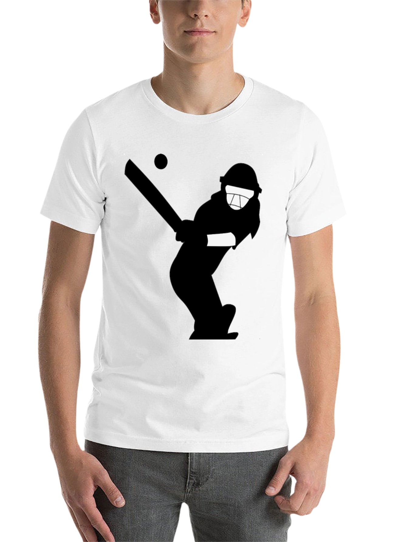 Black Cricket Player Graphic Tee - Black Cotton T-Shirt view 14