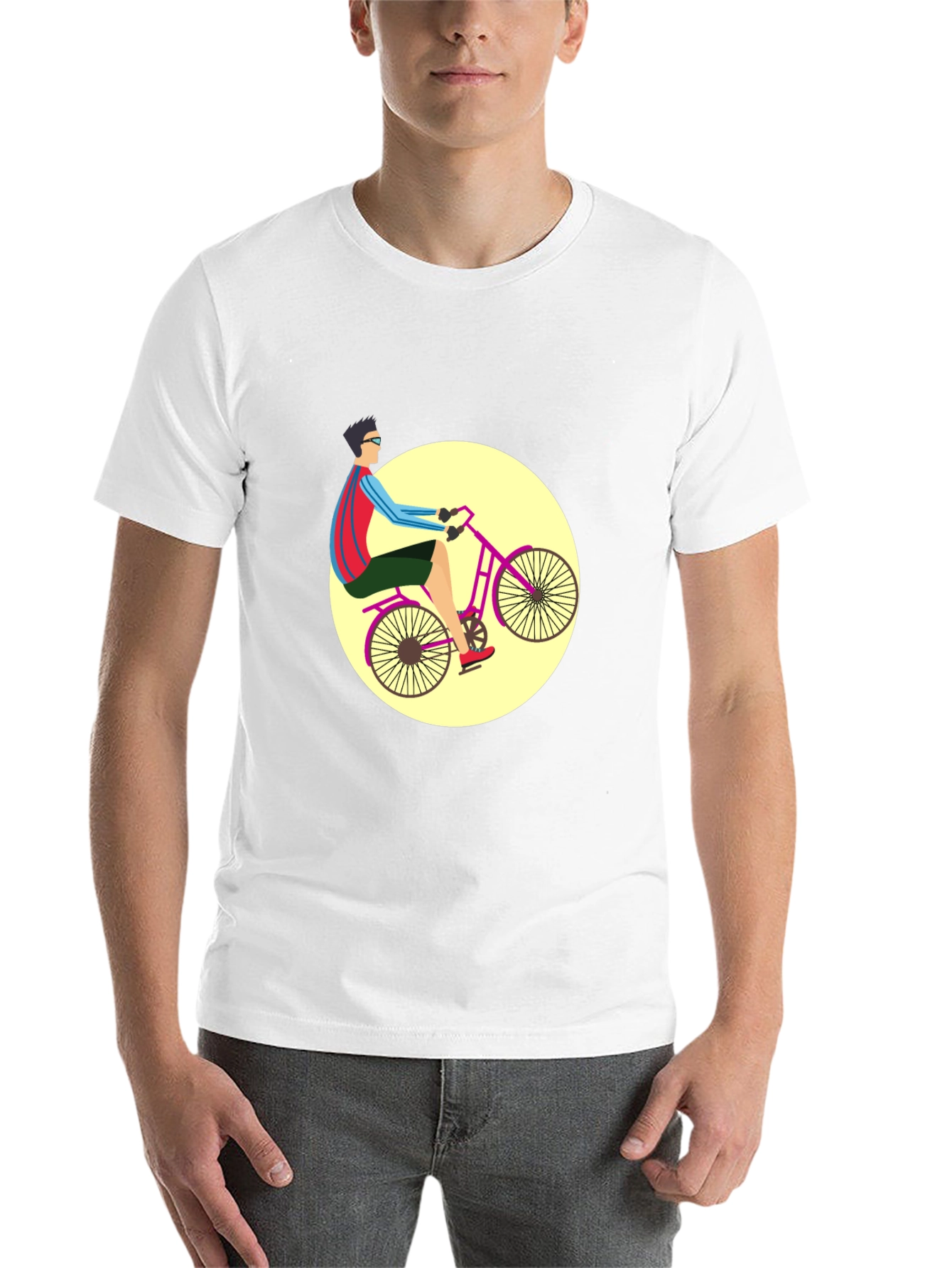 Black Stylish Bicyclist Graphic Tee - Black Cotton Blend view 14