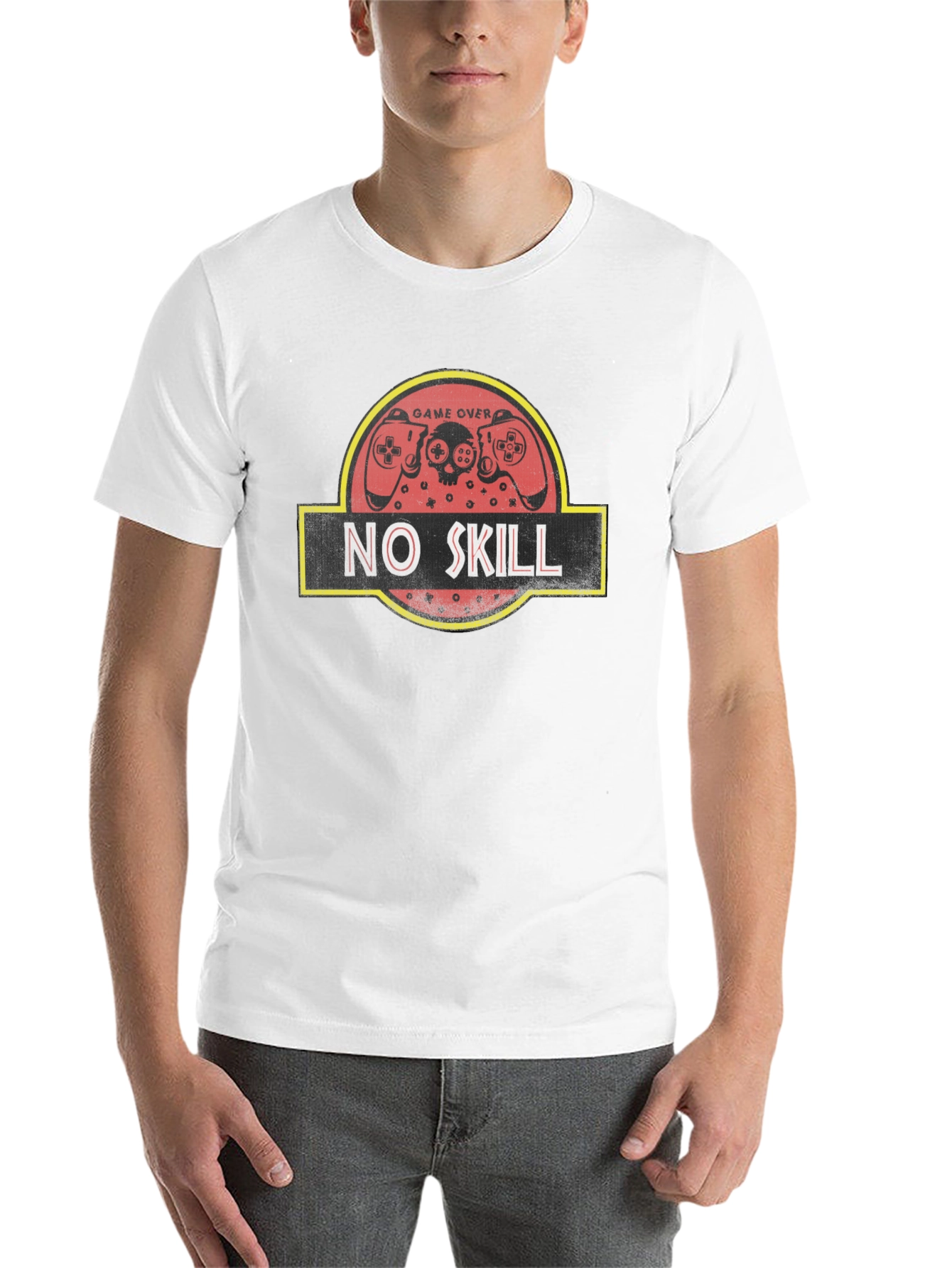 Black No Skill Gamer T-Shirt - Game Over Jurassic Style view 14
