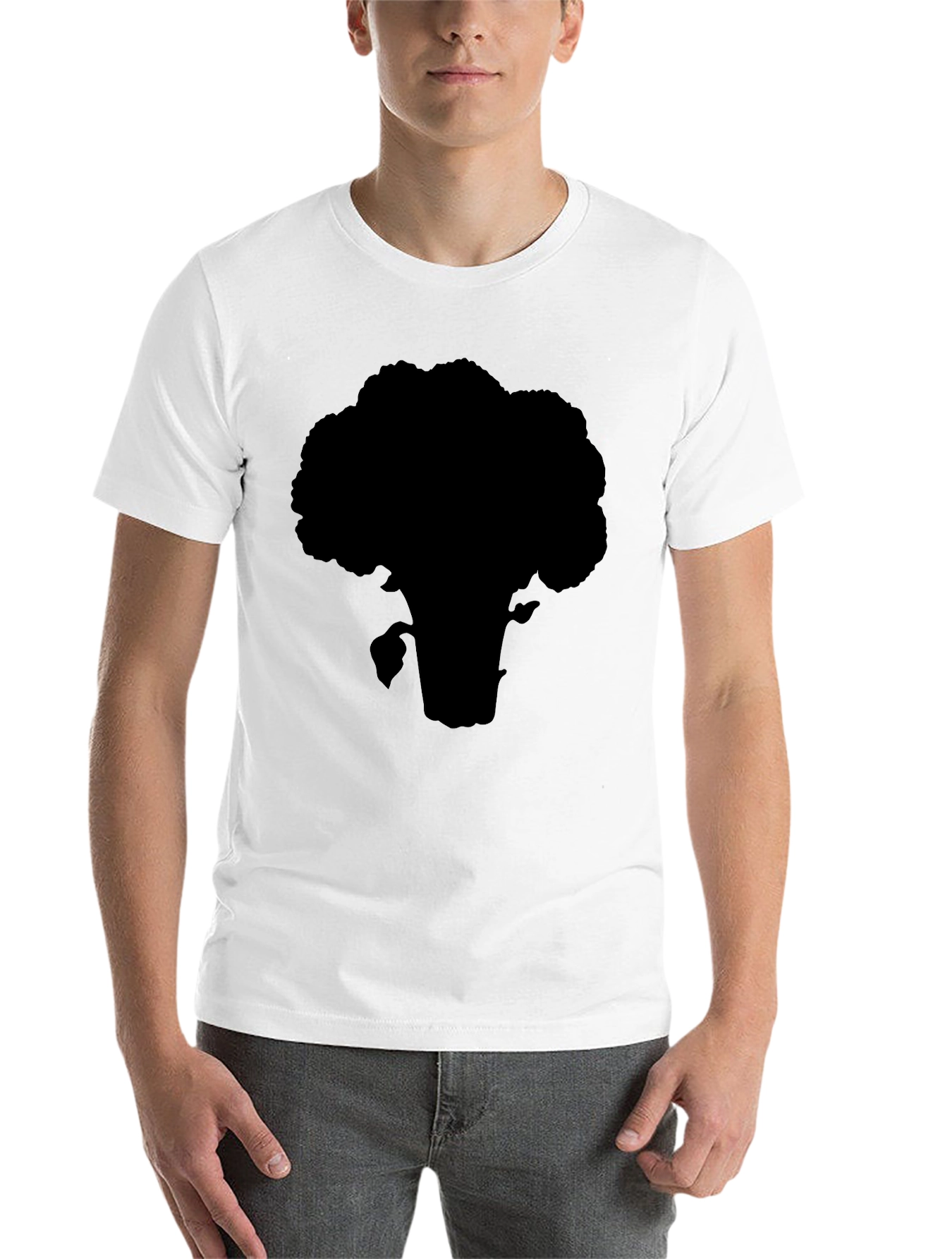 Black Broccoli Silhouette T-Shirt - Black Cotton Tee view 14