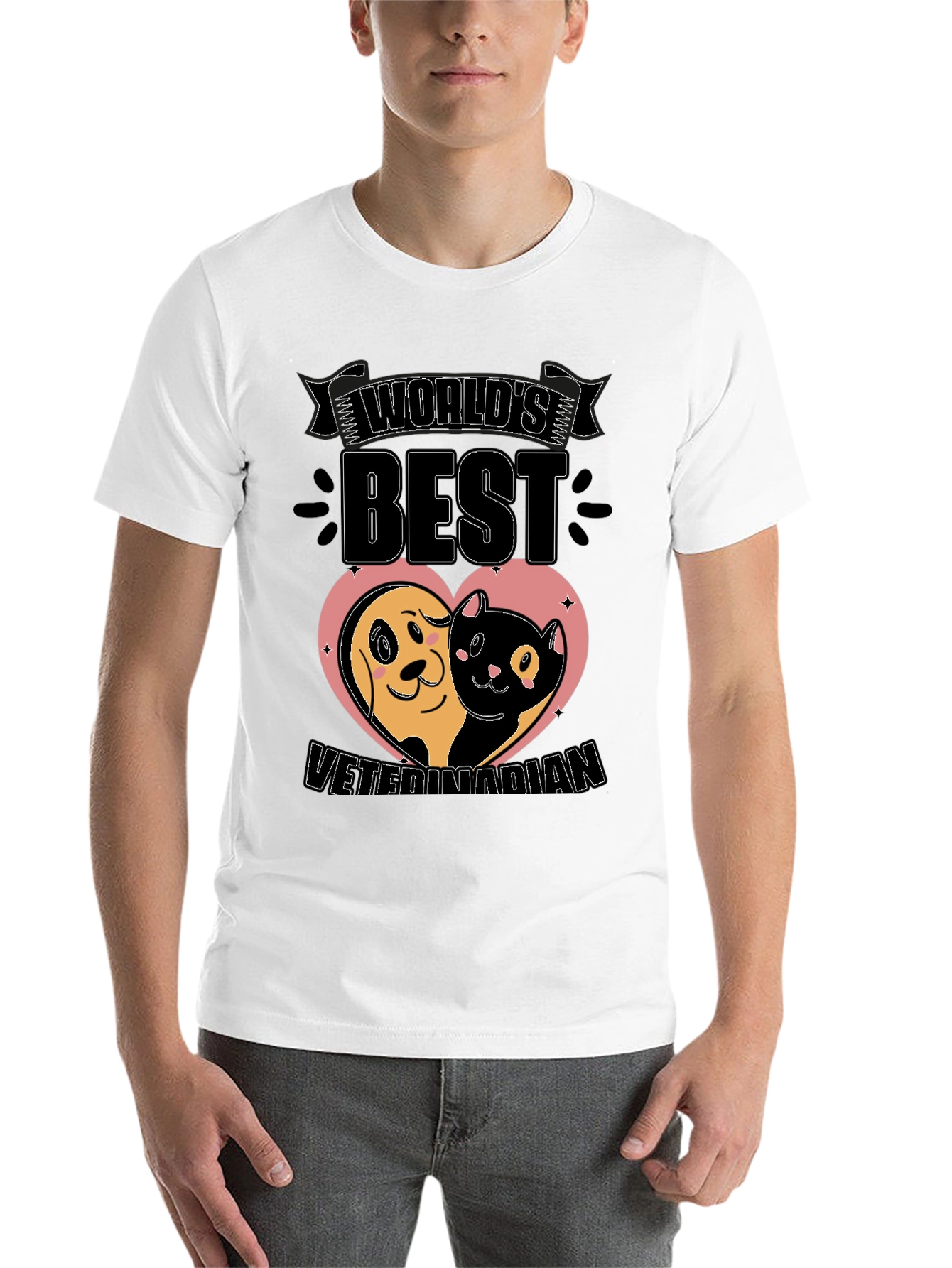 Black World's Best Veterinarian T-Shirt - Dog & Cat Heart view 14