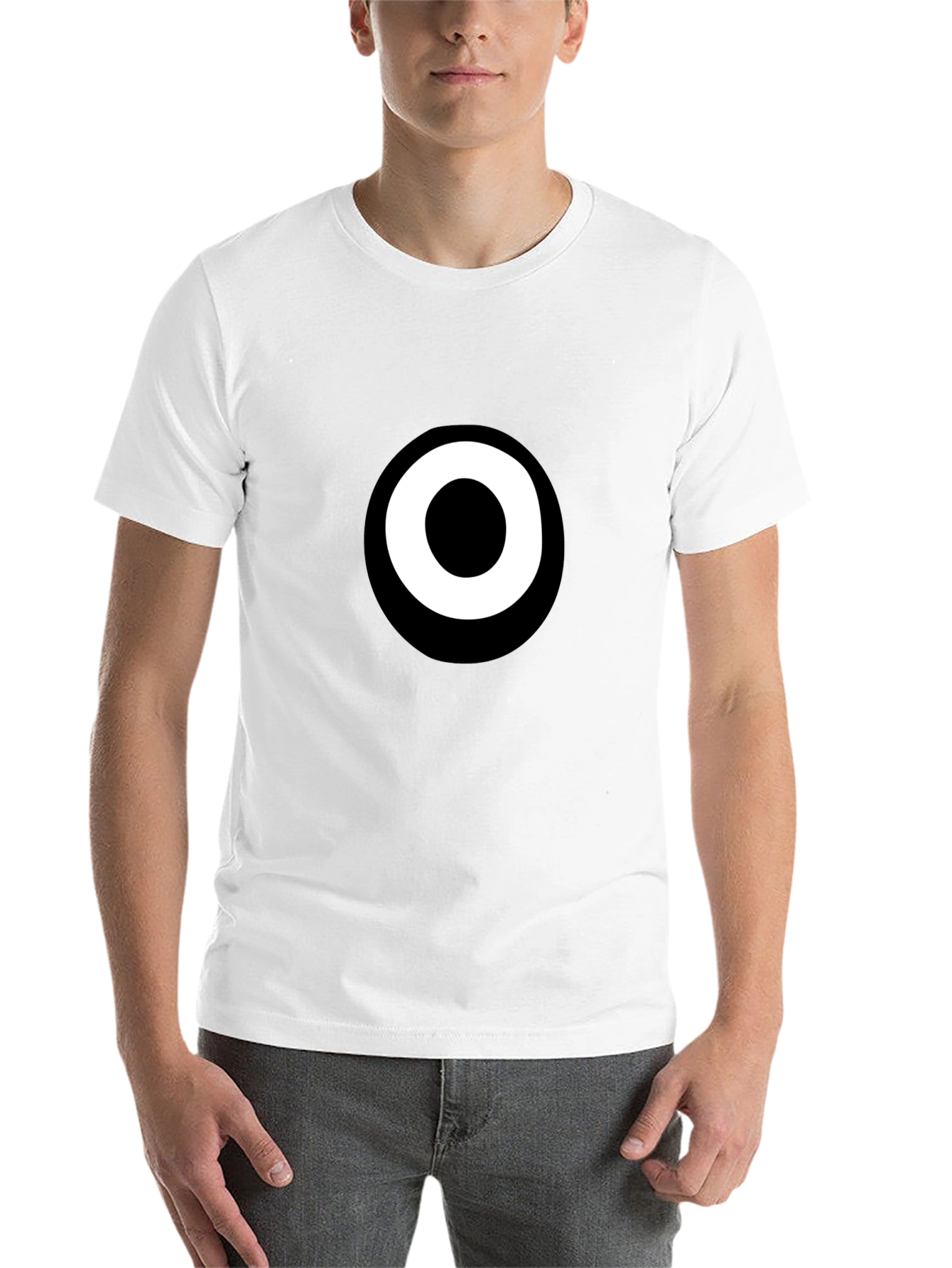 Black Modern Minimalist Black T-Shirt with White Circle Design view 14