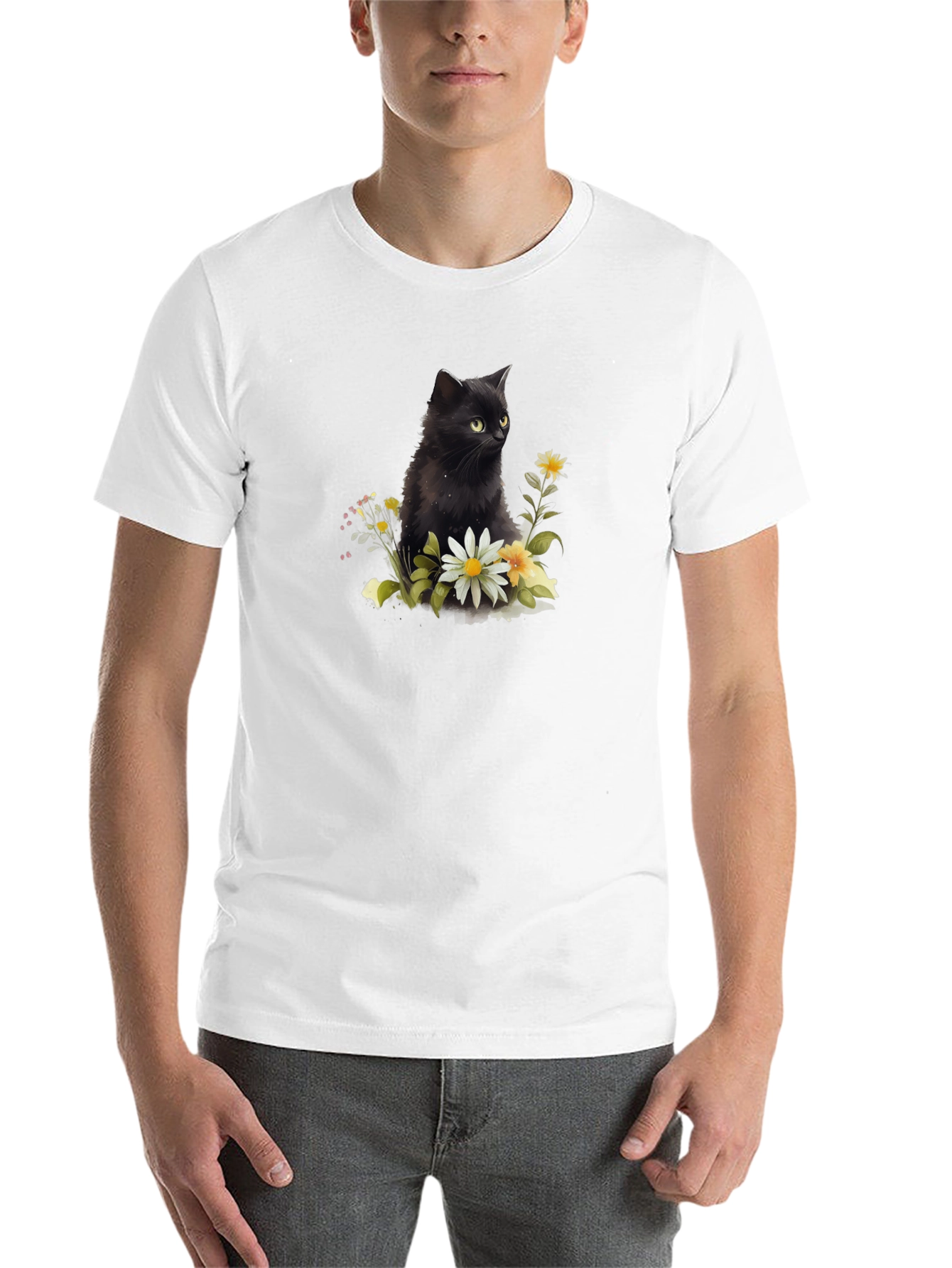 Black Black Cat Floral T-Shirt - Soft Cotton Blend view 14