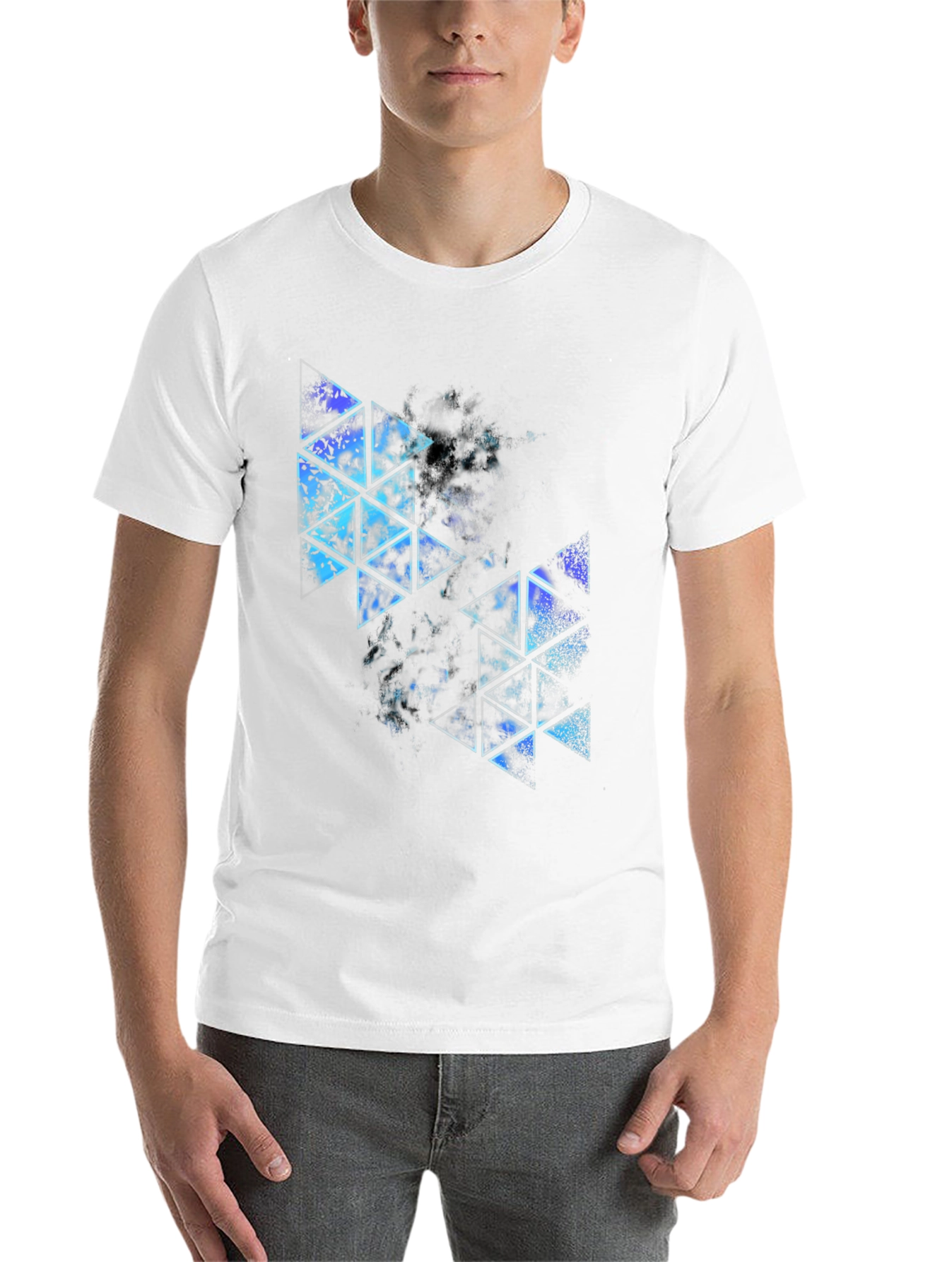 Black Geometric Triangle Print T-Shirt - Modern Style view 14