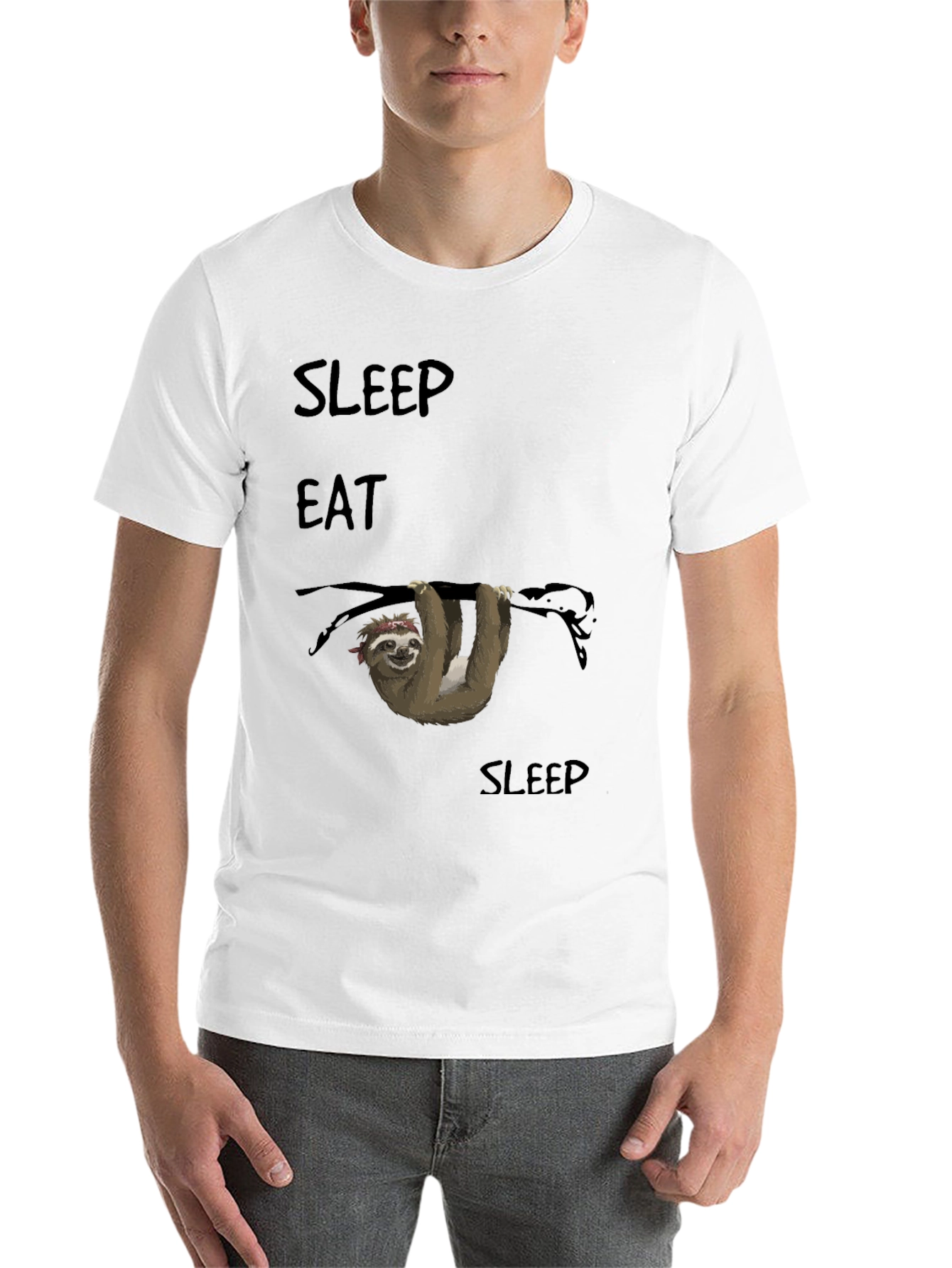 Black Sleep Eat Sloth T-Shirt - Relaxed Fit view 14