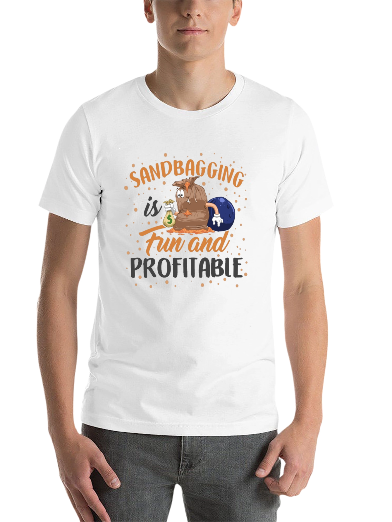 Black Sandbagging Fun & Profitable Black Graphic T-Shirt view 14