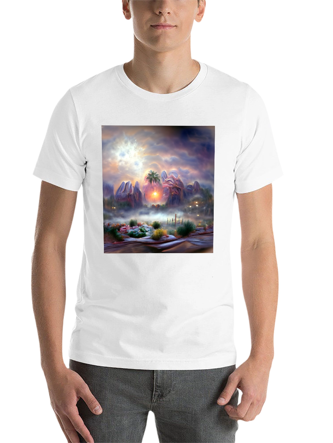 Black Sunset Desert Graphic Tee - Artistic Men's Shirt view 14