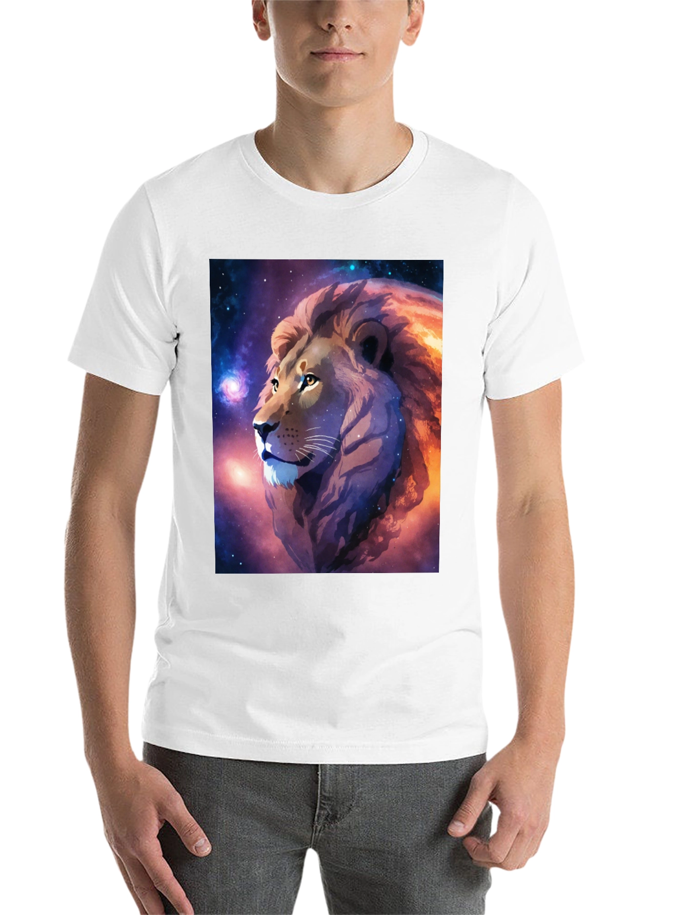 Black Cosmic Lion Graphic Black T-Shirt view 14