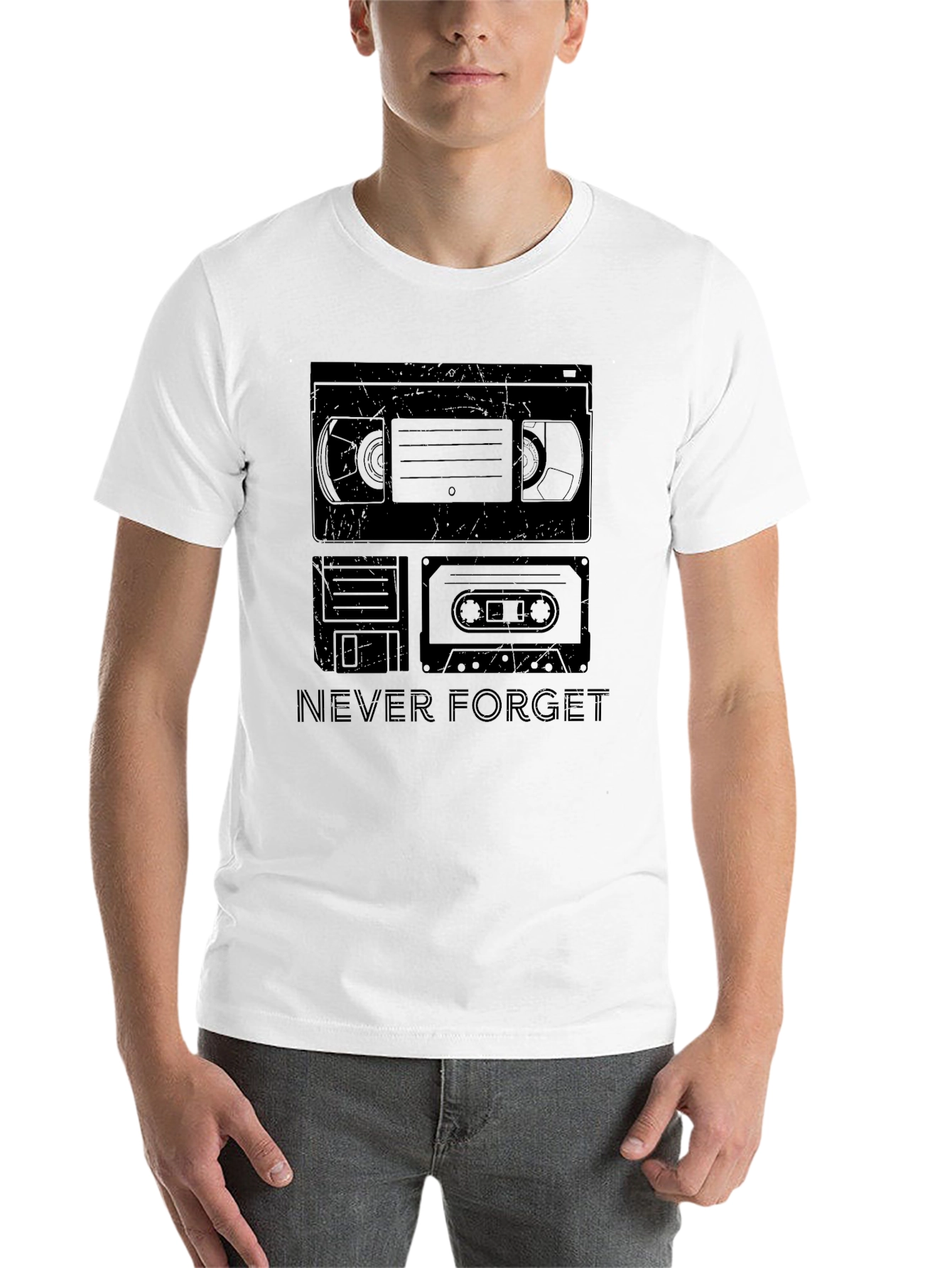 Black Never Forget Retro Media T-Shirt view 14