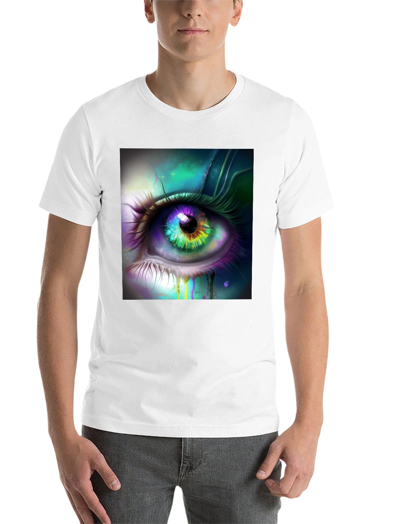 Black Mystic Eye Graphic Tee - Black Cotton Blend view 14